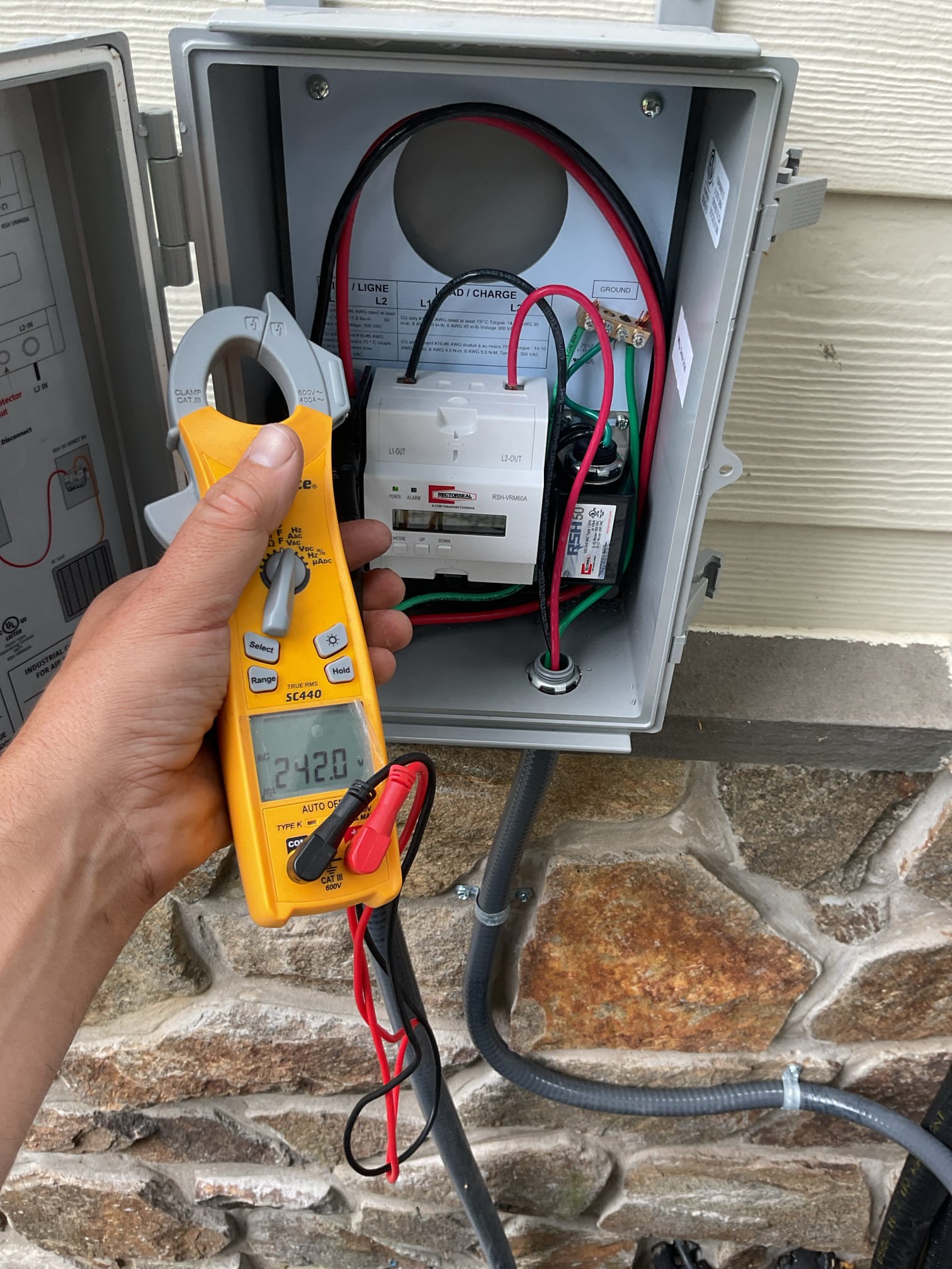 Completed QA for the Minisplit install for Main House:
(4) Indoor heads: Living Room 9K, Dining Room 9K, MST Bedroom 15k, Basement 9K.

Checked all wiring connections.
Poured water into drain pans to ensure flow of drain water. 
Power monitor set to under-voltage event 216, Over-voltage event 264, .5 second over/under delay,
Measured temperature split at each indoor head.
Verified refrigerant charge using wireless probe on suction line. 2.5 SH.

Install passes QA
