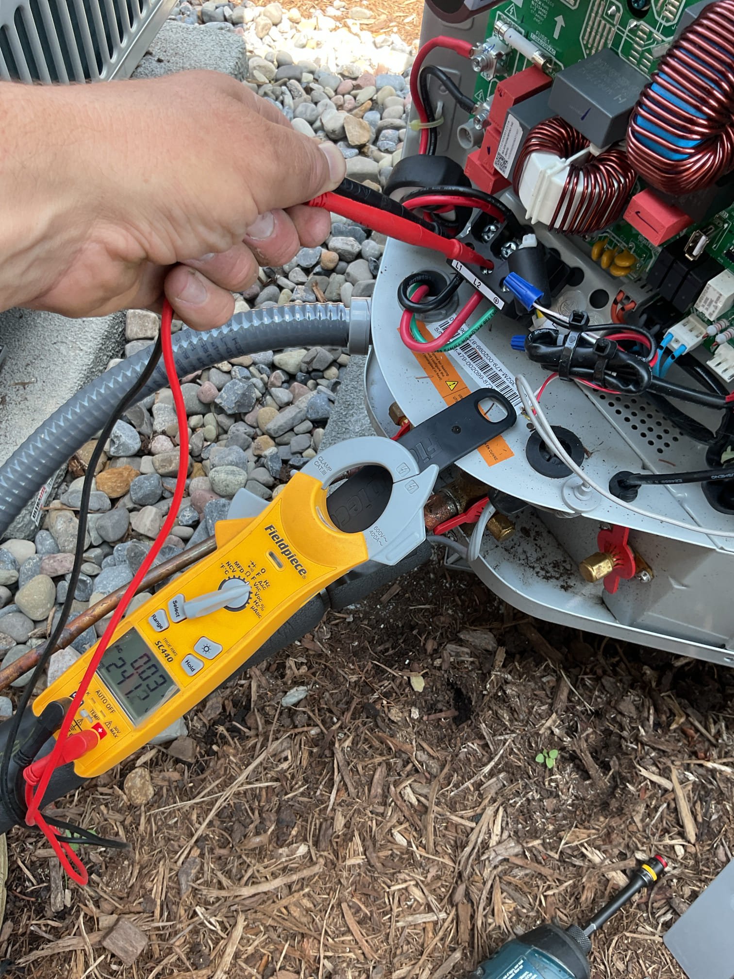 Completed QA for 3 Ton Bosch inverted heat pump install.

Inspected all aspects: mechanical, wiring, controls, ductwork connections, piping, etc.
Accelerated cooling and heating is enabled. Adaptive capacity disabled. Using outdoor control.
(2) Water safeties are wired and configured to produce custom alerts. 
Refrigerant charge and temperature split: Good. Cycled on 6/12/26
Wrapped ez trap in foam insulation tape 
Install passes QA. 