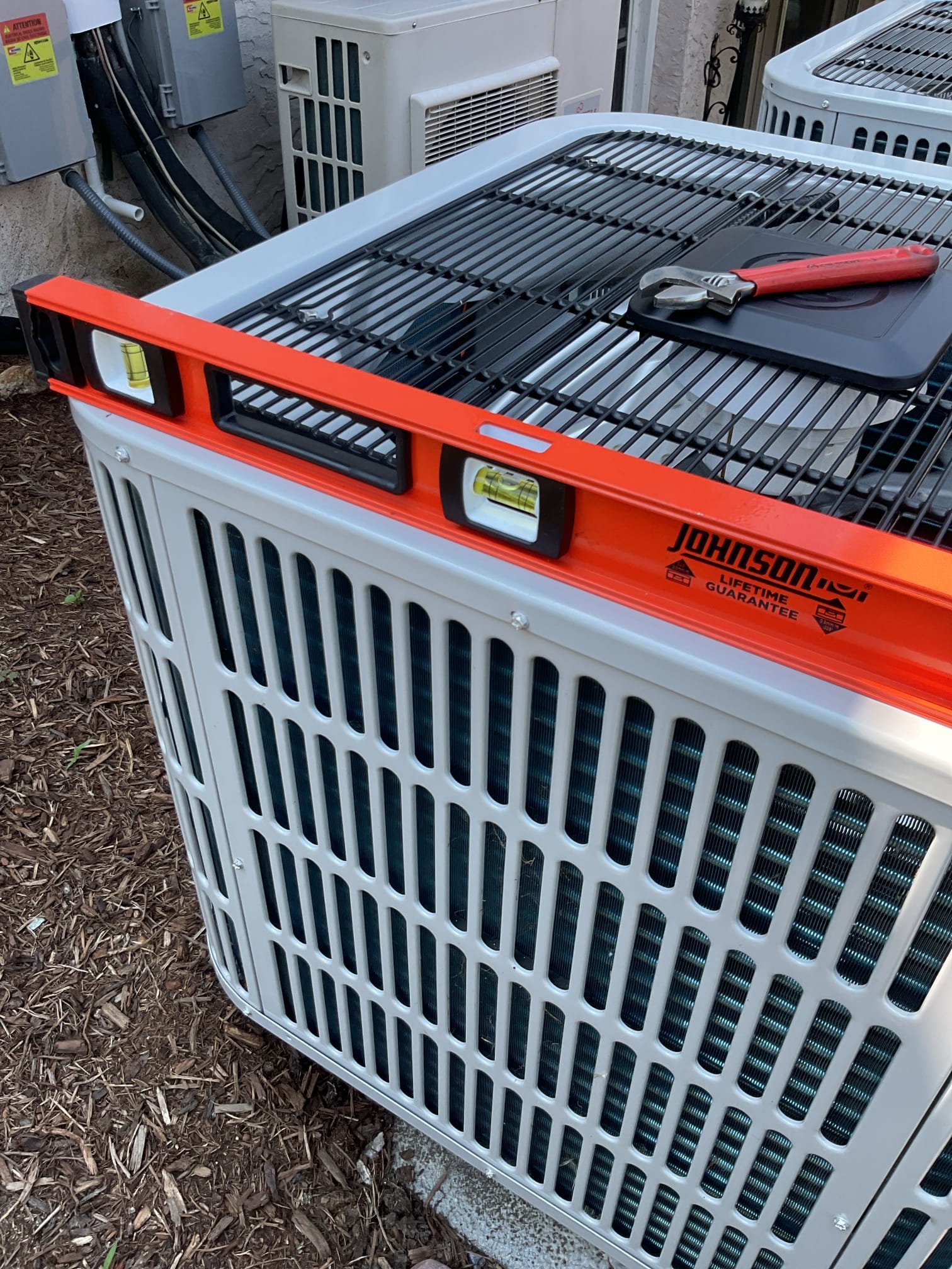 Completed QA for 3 Ton Bosch inverted heat pump install.

Inspected all aspects: mechanical, wiring, controls, ductwork connections, piping, etc.
Accelerated cooling and heating is enabled. Adaptive capacity disabled. Using outdoor control.
(2) Water safeties are wired and configured to produce custom alerts. 
Refrigerant charge and temperature split: Good. Cycled on 6/12/26
Wrapped ez trap in foam insulation tape 
Install passes QA. 