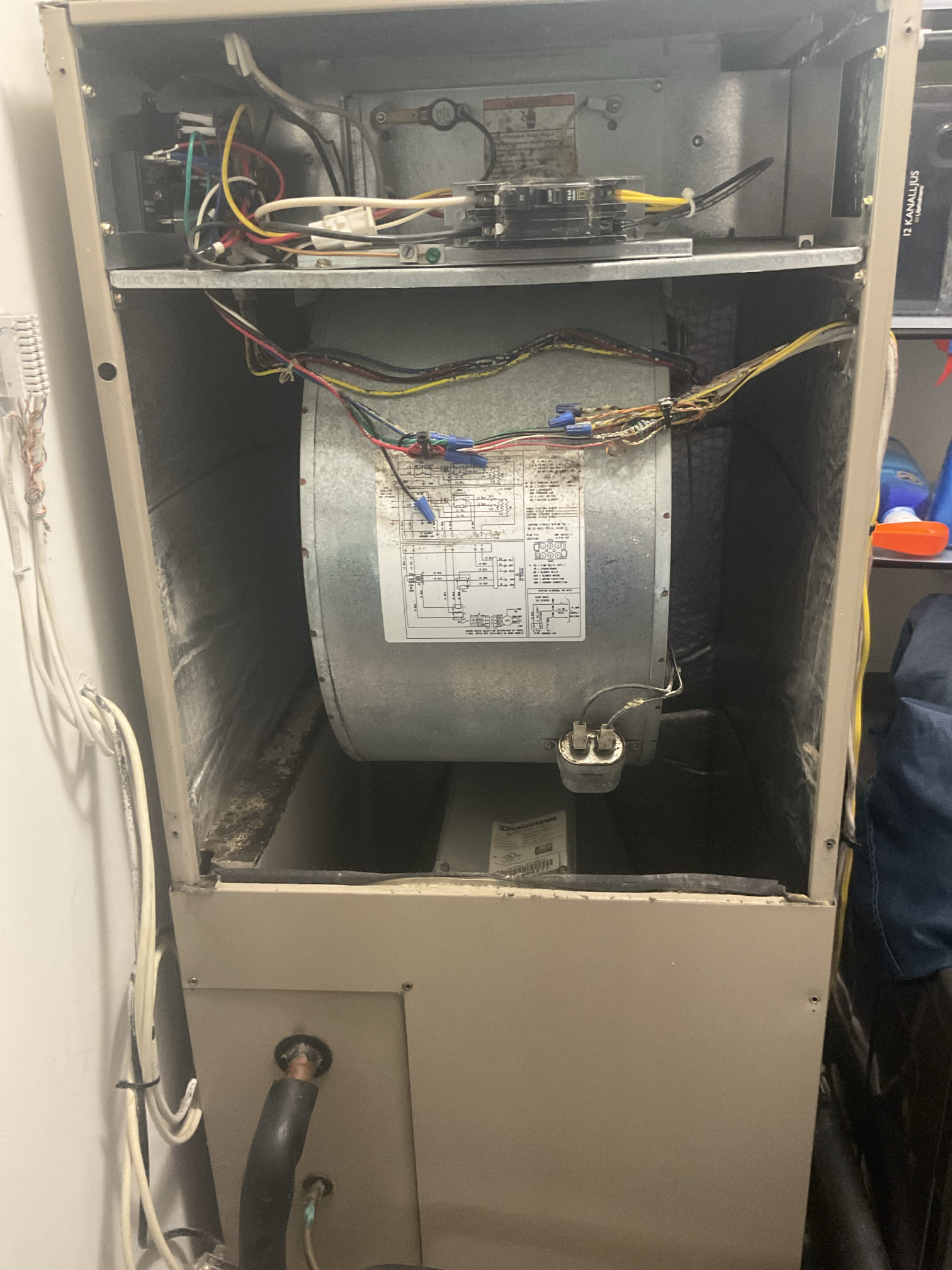 7/14/26. Fully assessed no cooling situation on 2009 Ducane heat pump system. Found nothing running when I arrived. Found a bunch of water in drain pan and drain was clogged. Looked over the condition of the air handler itself and it was full of bacterial growth and caked up blower wheel. Evaporator coil is also very rusted and corroded. Recommended to William that I can get it running but it’s pretty much at end of life. Recommend getting a replacement quote. After getting the system running had a 20 degree split. A/c is working properly at time of service. 