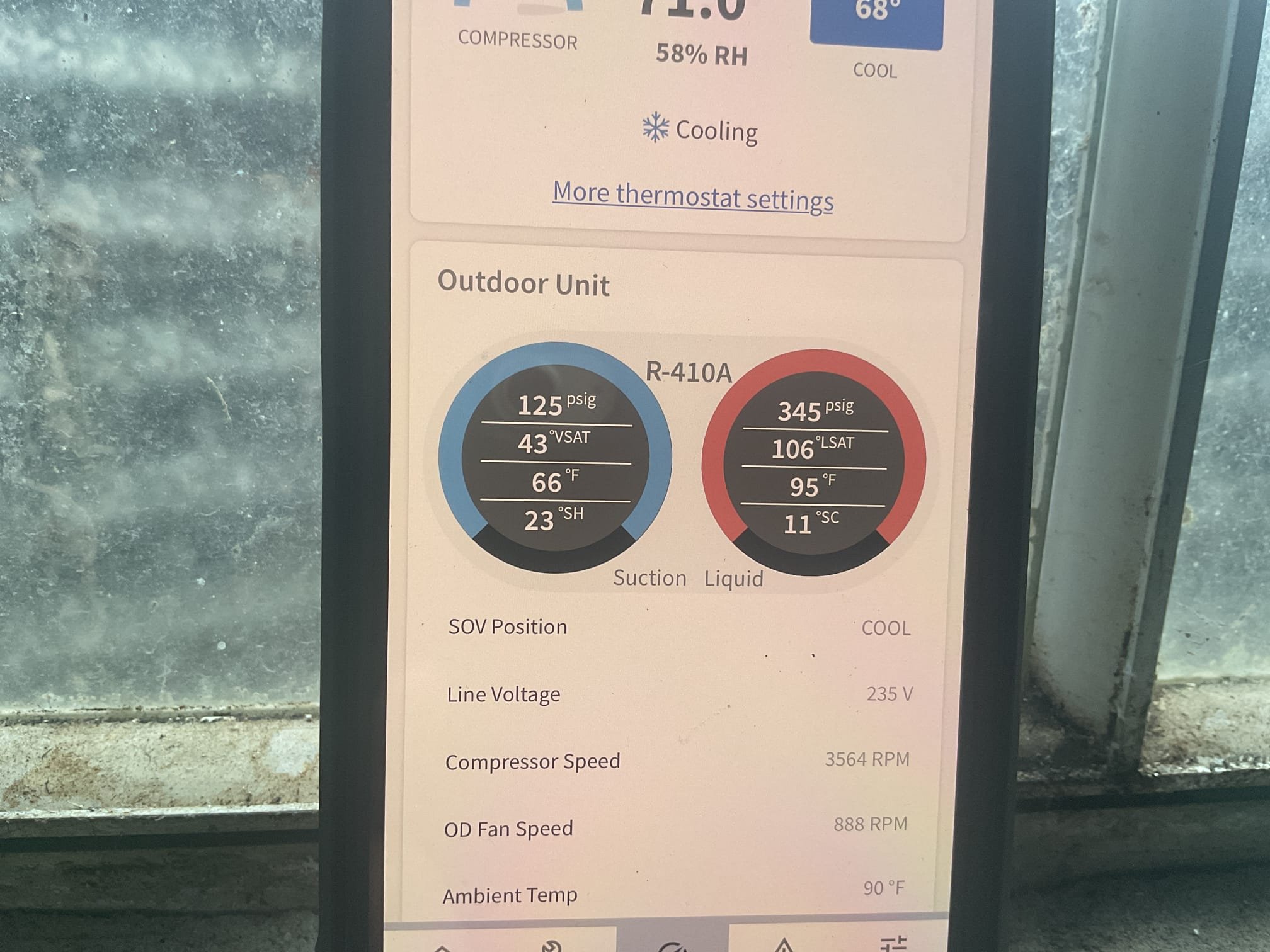7/14/26. Fully assessed no cooling situation on 2024 trane heat pump. Customer had a 184.1. They did have a power outage. They reset the breakers and everything came on and was working. Checked over readings in the trane app, refrigarant pressures were perfect. Checked temperature split it was 18 degrees. Explained to them if they get a power outage again, try to reset the breakers first. Also disconnected indoor remote senses, they do not use this anymore. A/c is working properly at time of service. 