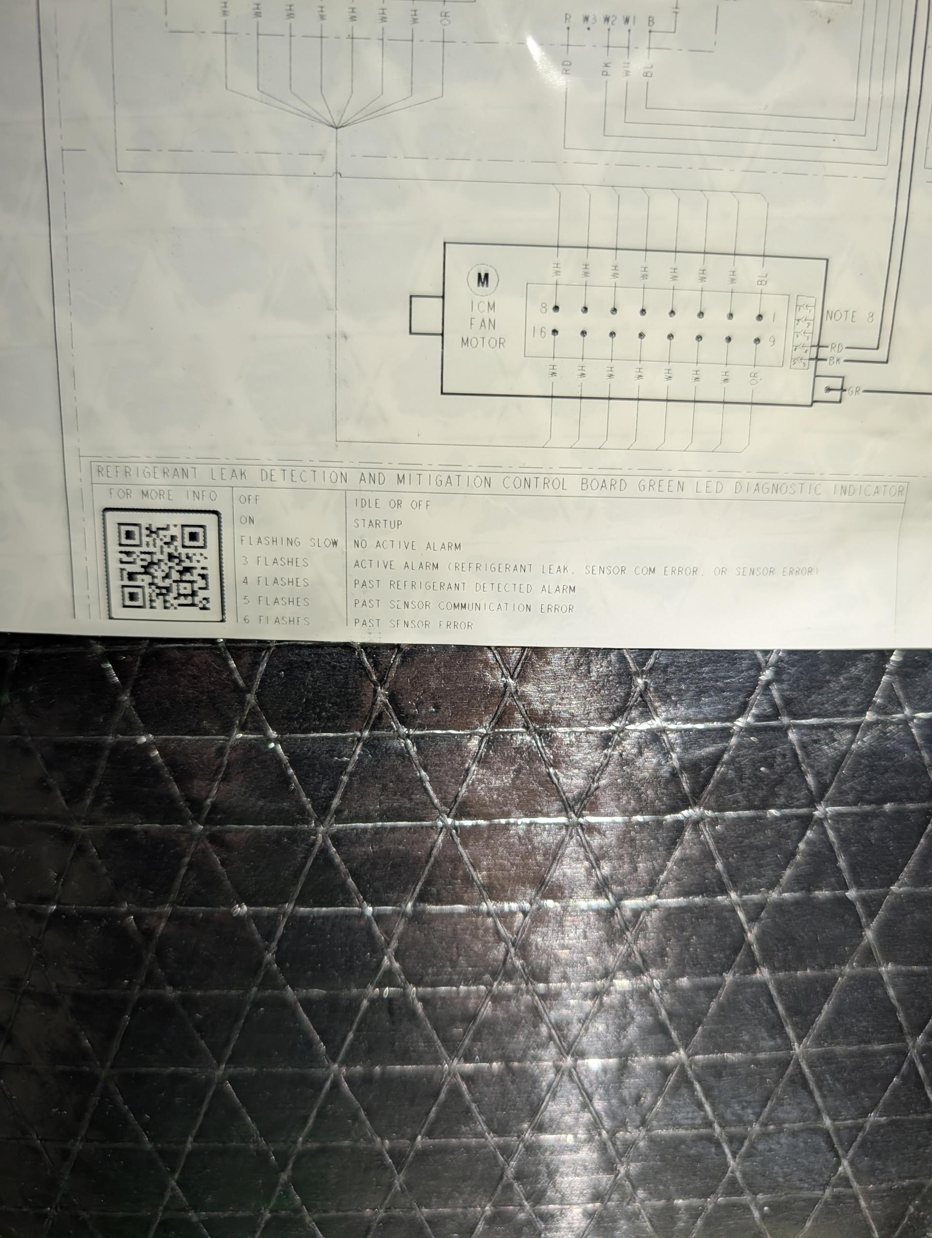 Found “3 Flash” on refrigerant mitigation control board which means “active alert leak or communication.
Conducted electronic leak search. No leaks detected. 
Replaced sensor.
There are a total of (2) molex connectors between A2L sensor and mitigation board. The black wire “GND” was not properly seated within the smaller white molex plug and therefore there was no continuity through the black sensor wire. I decided to remove this smaller molex plug and wire nut the connections instead to avoid any nuisance issues with wires not making proper contact. 
After making new connections I made sure there was continuity through each of the (4)A2L sensor wires. Also pulled on the wires to try to uncover any issues with wire itself.
System ran with no issue after this.
The mitigation board will display “5 flash” which means “past sensor communication error”
The part number for the A2L harness is 

Temperature split 21°