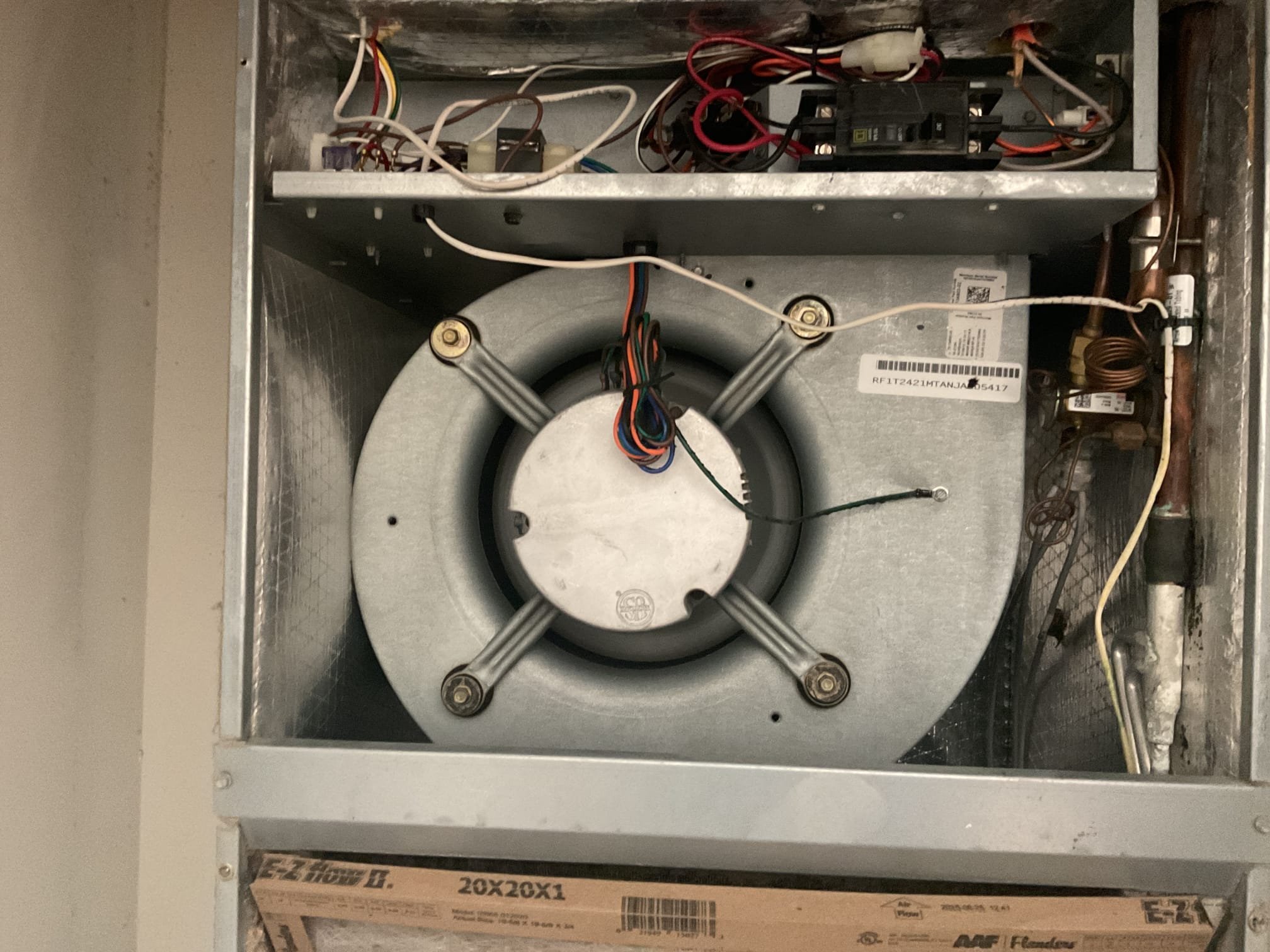 7/15/26. Fully assessed no cooling situation on 2016 Rudd heat pump system. Found blower motor rocking back and forth, bad blower motor. Replaced blower motor and tested operation. Found compressor not running after starting, installed hard start kit and checked refrigerant pressures they were 393/137 with 12.5 subcooling . Checked temperature split it was 18 degrees. A/c is working properly at time service.