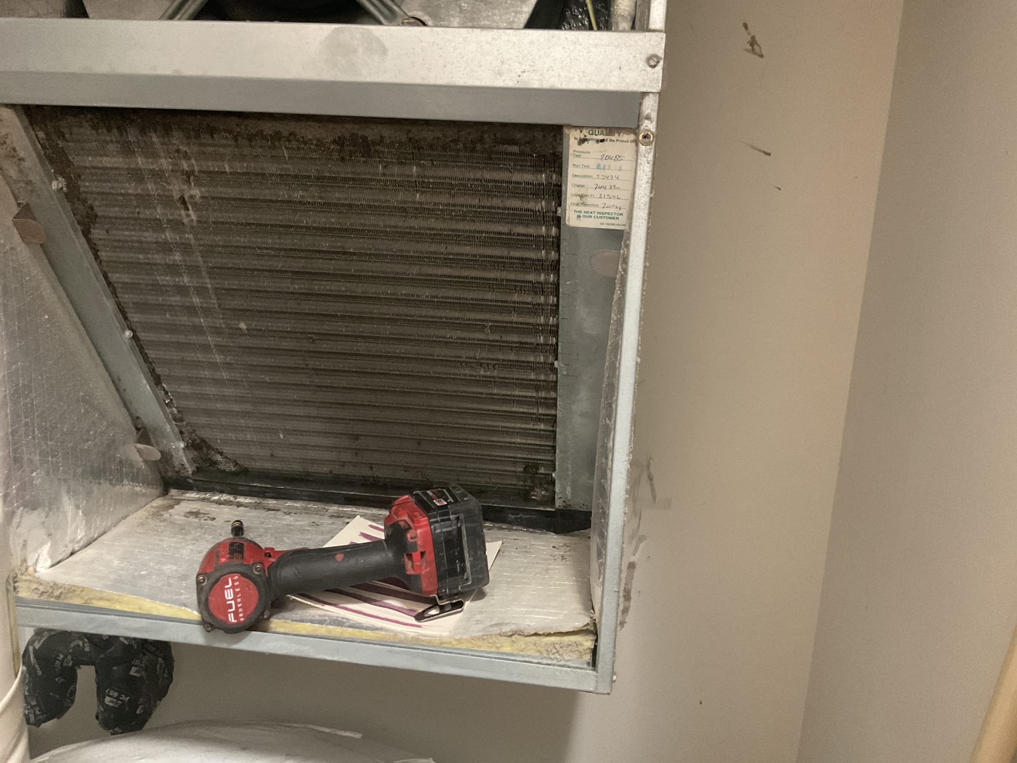 7/15/26. Fully assessed no cooling situation on 2016 Rudd heat pump system. Found blower motor rocking back and forth, bad blower motor. Replaced blower motor and tested operation. Found compressor not running after starting, installed hard start kit and checked refrigerant pressures they were 393/137 with 12.5 subcooling . Checked temperature split it was 18 degrees. A/c is working properly at time service.