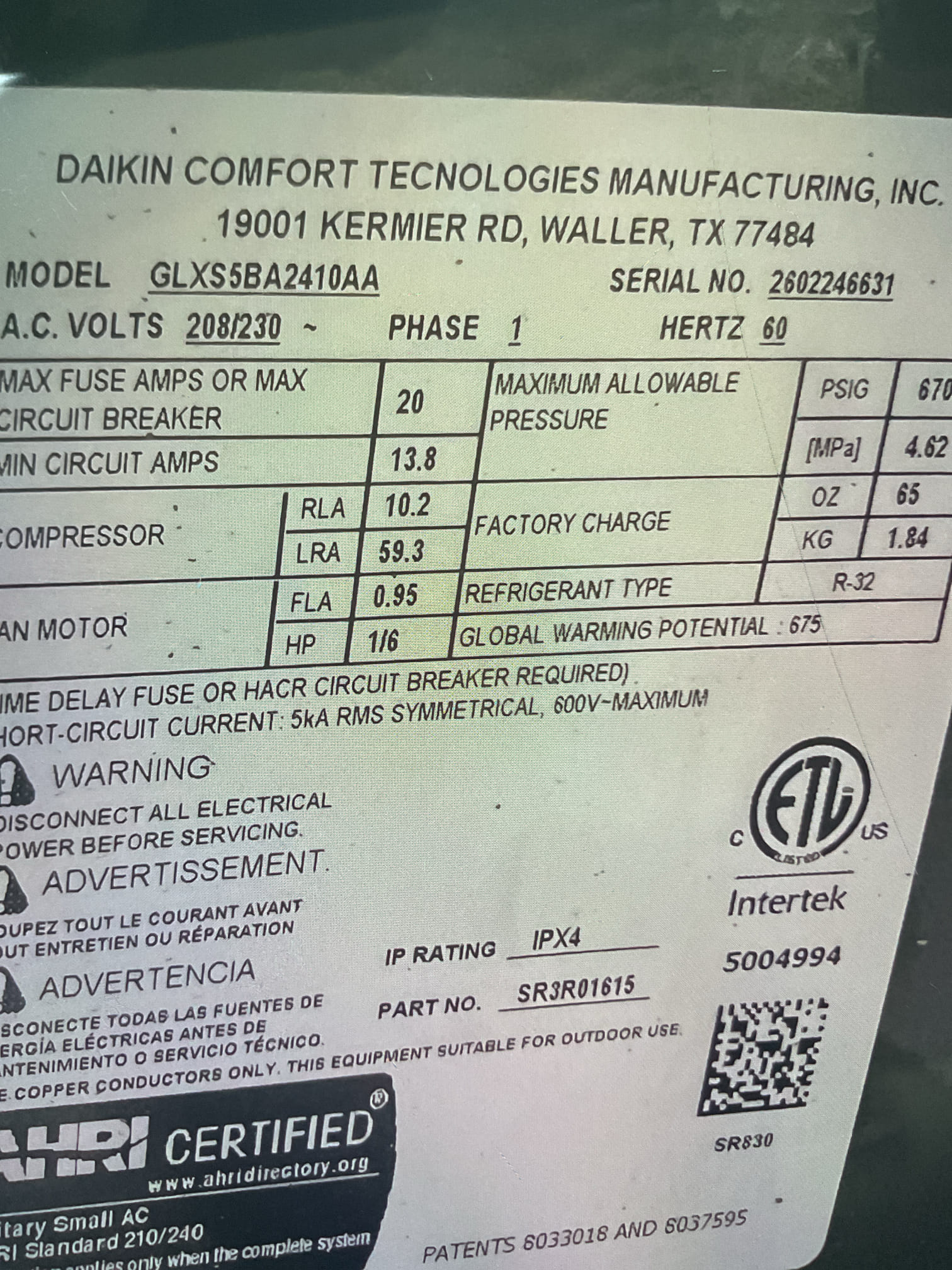 Tested ac and dialed in charge , adjusted superheat on txv .  Tested heat printed combustion results .   Heat supply 115.  Cooling 60 supply and 75 return .  Check thermostat settings and all wiring tested safety devices system is running to manufacture specifications at this time.

Also grabbed the water sample from customer for testing purposes
