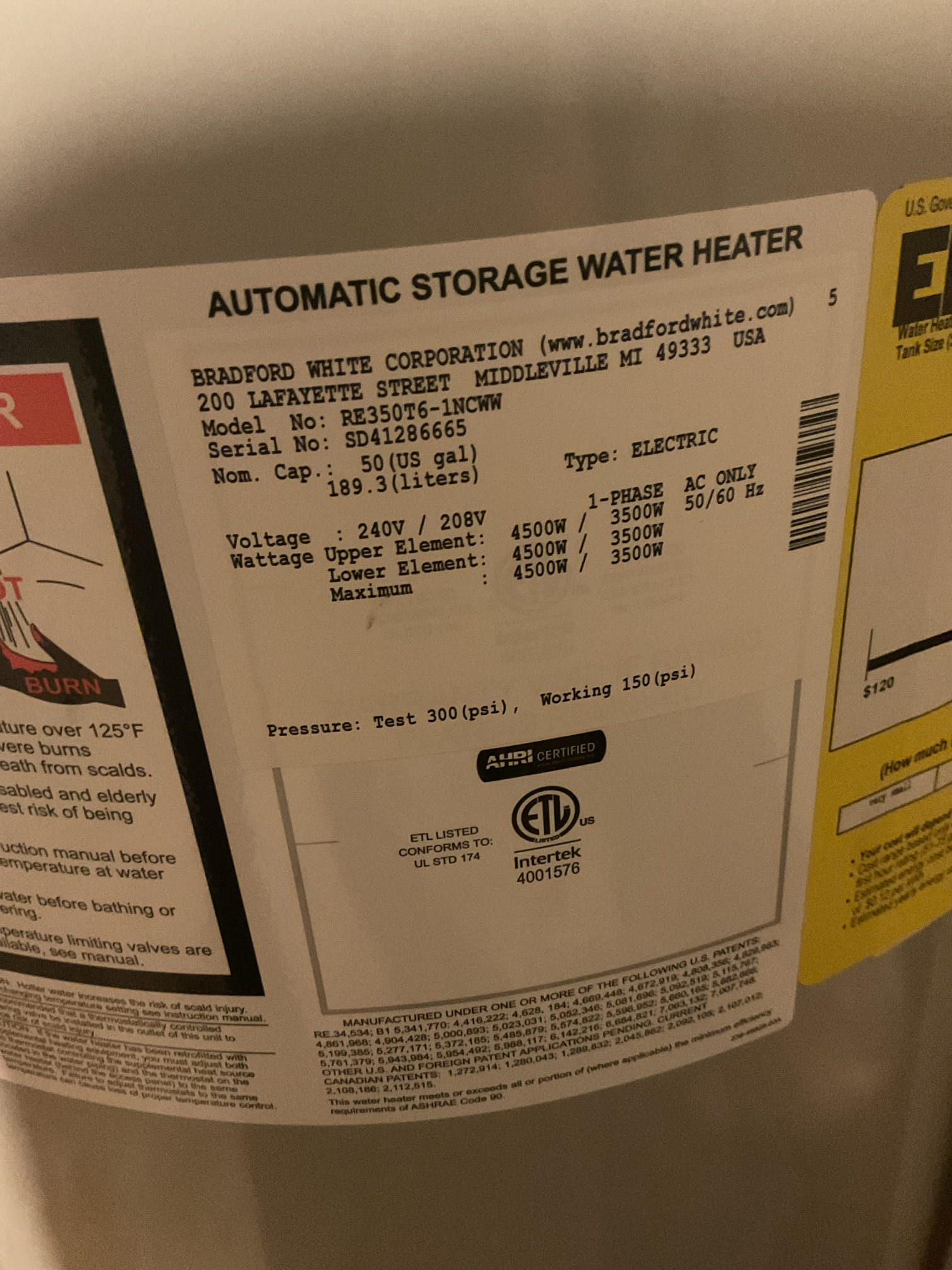 I arrived for a 50 gallon electric hot water heater not working not producing hot water. I found I found the breaker was tripped. I checked my water pressure checked both elements and thermostats. My top element was OK. The bottom element was failed. I gave the customer a few options. I gave her the option to replace the element and I gave her an option for a water heater replacement talking with the customer. She decided on going with a new water heater, she is scheduled for Monday. We did take an extra three hours off the water heater purchase, for the meantime, the bottom element and capped off so she will least have a little bit of warm water for the weekend. Please collect full payment for the water heater when completed I collected for my diagnostic fees for looking over the water heater and capping off the bottom element . Total due for today is $171.00 paid by cc. 