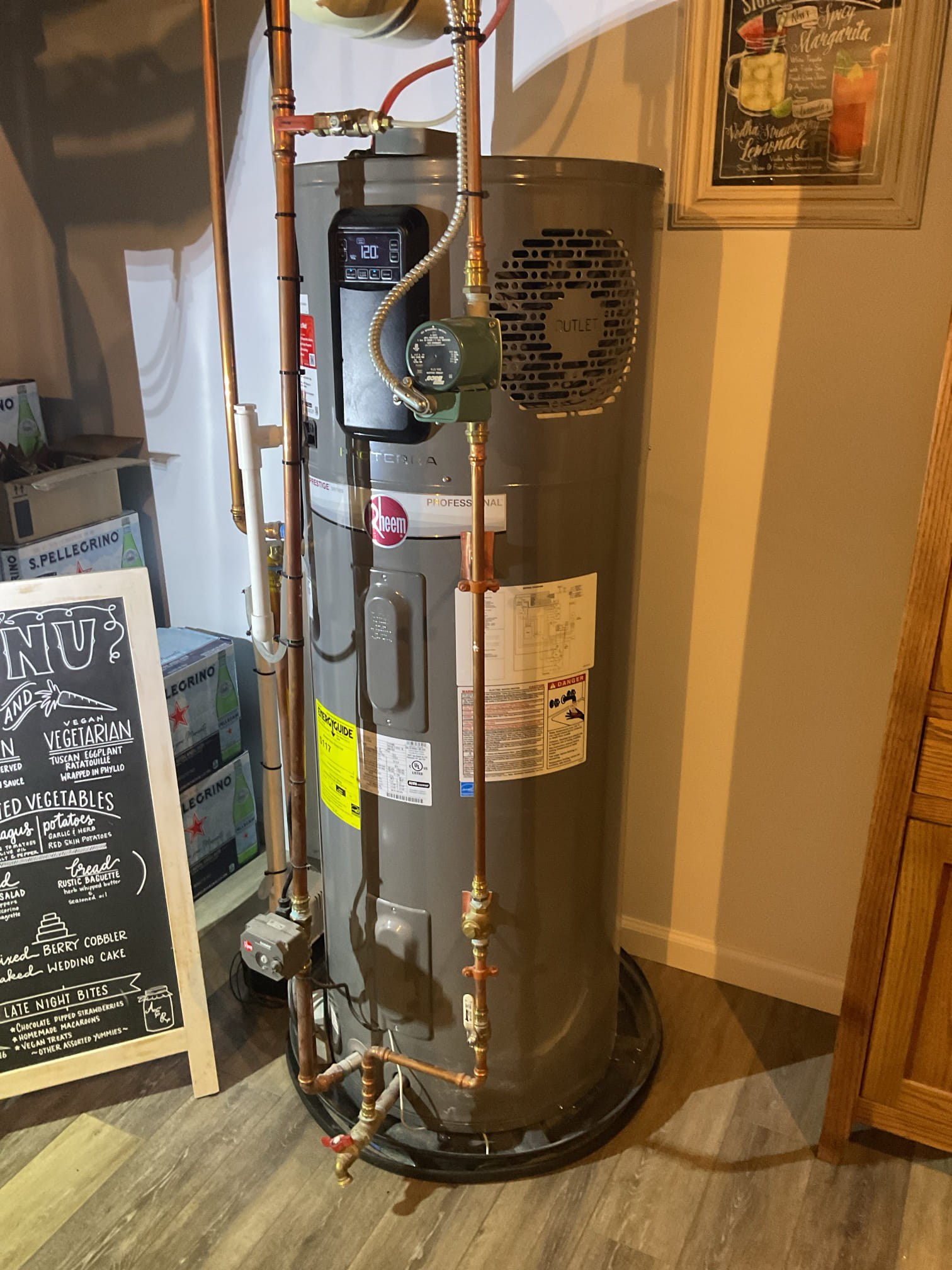7/17/26. Diagnosis problems with Rheem heat pump. He was getting an a004 code. Called Rheem tech support. Rheem looked at it remotely. Found compressor only drawling .98 amps. Tested compressor capacitor it was 334 v . Rheem determined it was a failed eev valve. Performed ohm test. Rheem is going to send the eev valve to our shop. Our office to provide quote to replace part. 