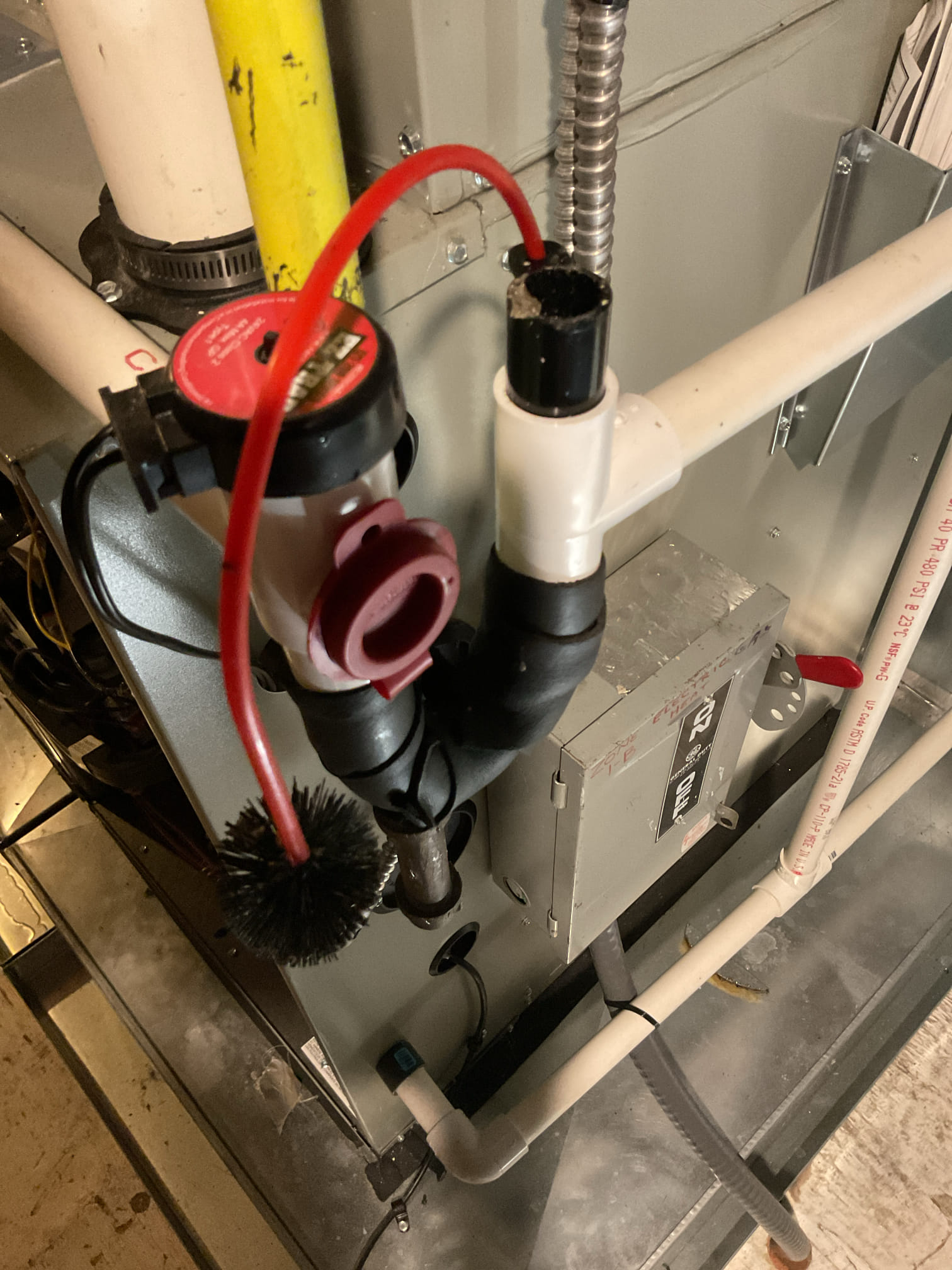 7/23/26- Performed routine maintenance for cooling on 2 York systems approximately 15+yrs old. Indoor units located in attic of nursery room. Flushed drain lines. Performed leak search on unit #4 evaporator coil, found leak detection in multiple locations on coil u bins. Normal wear and tear with visible rust present on 2nd unit. Sent estimate for system replacement for unit #4. Vapor saturation temperatures on both systems were close to 32°,which is close to freezing point. Liquid saturation temperatures were within satisfactory range of outdoor temperature of 80°. Replaced filter on unit #4, filter on 2 unit was good.  Temperature split of 28° on unit #4, 23° on second unit. UV bulbs need replacing. Outdoor condenser coils are in good condition. Checked all electrical connections and components. Recommended replacing both systems due to age of systems being past lifespan cycle. Found no other issues at this time of maintenance, AC was working upon departure. 
7/27/26. Completed remai