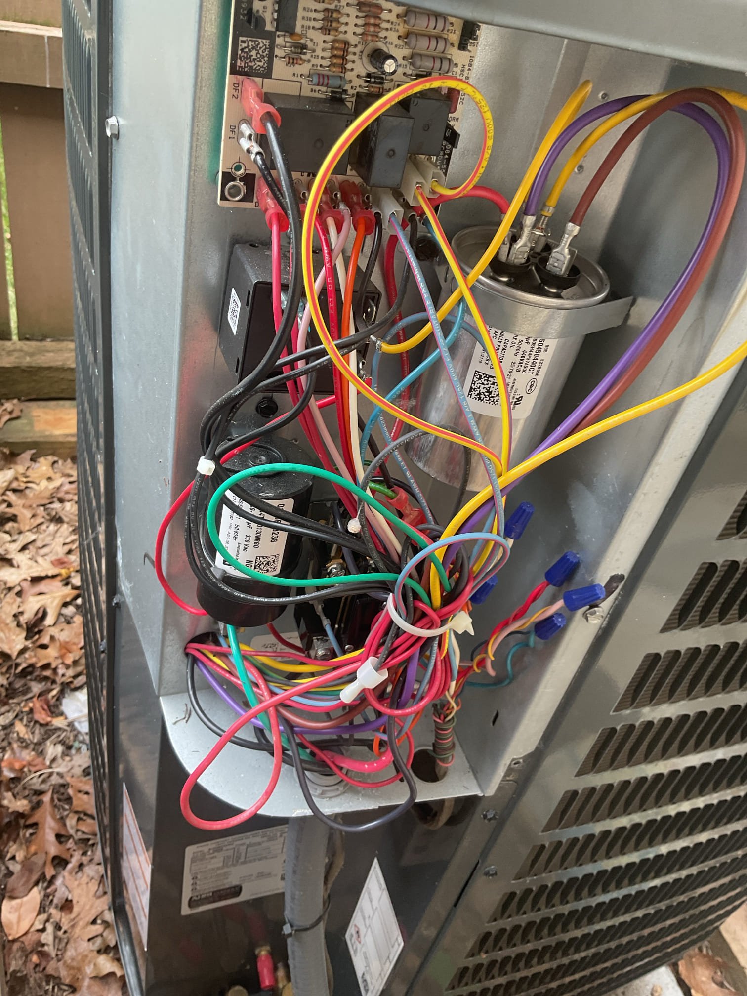 7/27/26. Fully assessed Goodman r-32 system tripping the breaker at indoor panel. Found system is a recently installed Goodman heat pump by dibiase. He is the 2nd homeowner. Performed megometer test on the compressor on all 3 windings, all passed perfectly. Homeowner had another company come out with the same megometer and his read red or failed. Tested both hard start capacitor it tested at 151 mfd. duel capacitor tested at 45/5 what it was rated for. Explained to homeowner that it can be hanging up mechanicaly, told him to video tape it next ti e it happens. Provided estimate to replace warranty compressor but explained to him we need to be sure and not just take a shot in the dark. Heat pump is working properly at time of service. 