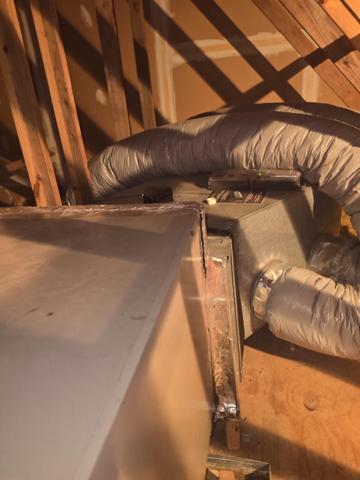Reviewed job with Frank. Right side unit. York unit was low on charge, and we added 2 lbs. of refrigerant to the system to get it working temporarily. The outdoor unit was approximately six years old, but the indoor unit is from 2010. The other system next to it is from 2010 as well. Frank would like estimates provided for AC and coil replacement, as well as full system replacement for both units. Units are 5-ton, 3-phase outdoor with 130000, 080% furnaces in the attic.   They look like they may be a little oversized. Gathered information for load calculation to be completed before proposals. Proposals to be emailed after load calculations are complete. 