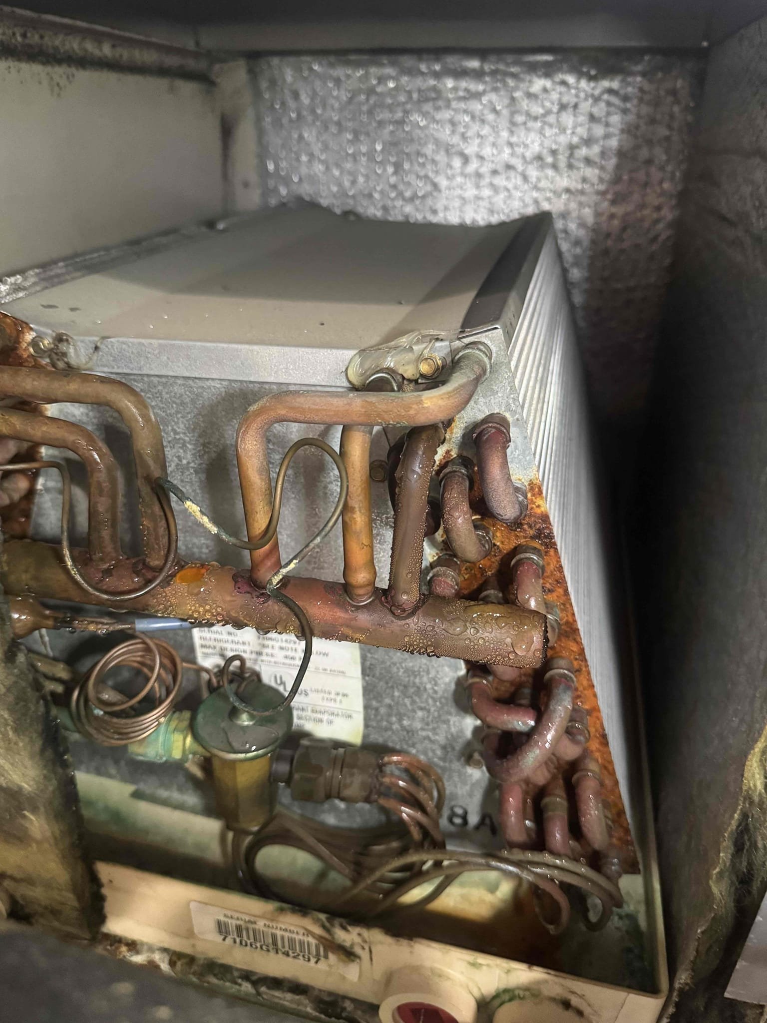 7/28/26. Performed precision a/c tune up on 2006 Rudd a/c system. Checked all electrical connections and components. Checked temperature split. Inspected condensation drain. Checked refrigerant pressures and temperatures. Found weak 30/5 capacitor tested at 23/5 mfd. replaced capacitor and tested operation a/c is working properly at time of service. 