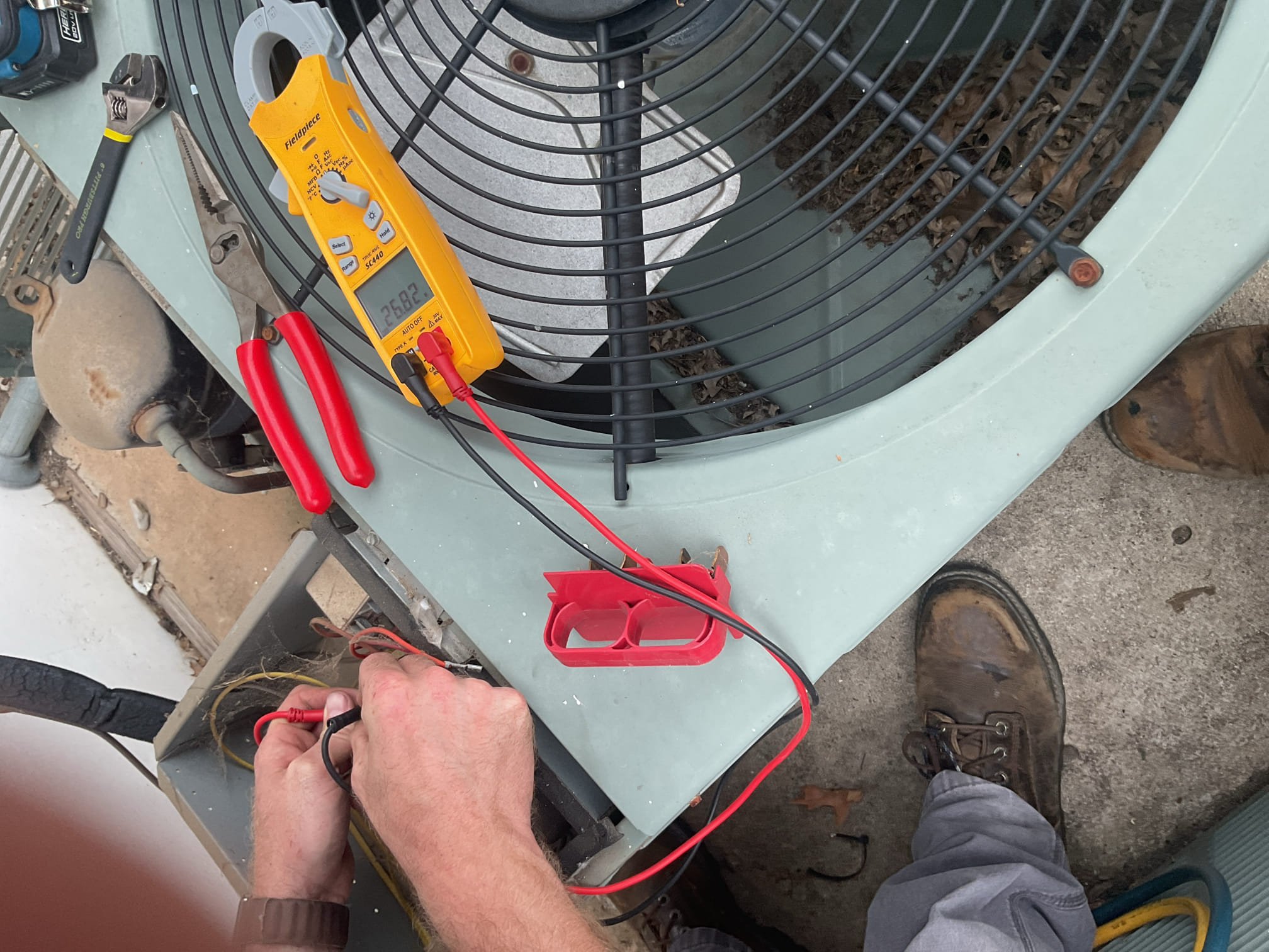 7/28/26. Performed precision a/c tune up on 2006 Rudd a/c system. Checked all electrical connections and components. Checked temperature split. Inspected condensation drain. Found weak 35/5 capacitor , replaced capacitor and tested. Checked refrigerant pressures and temperatures. A/c is at replacement age. A/c is working at time of service. 