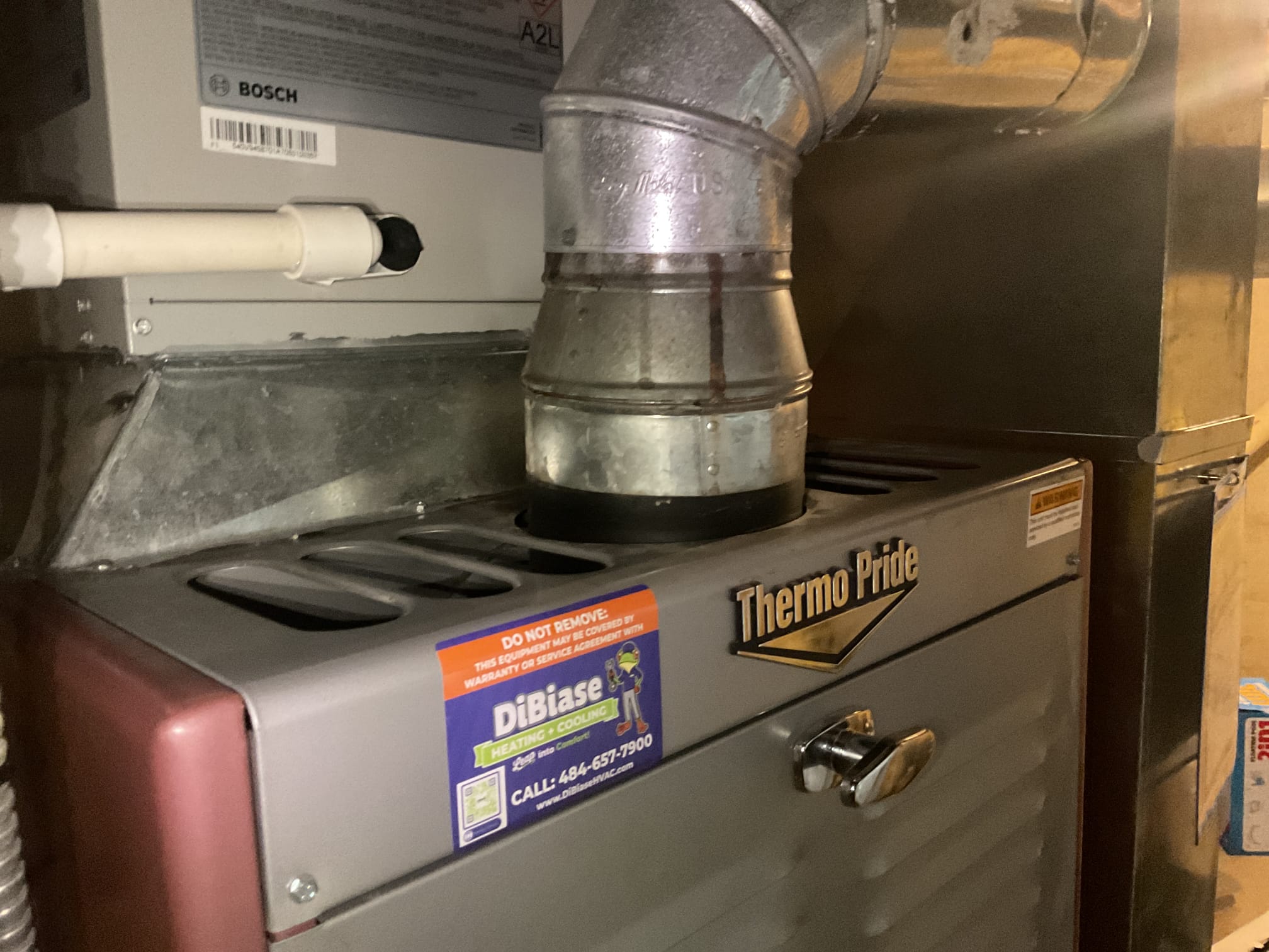 6/29/26. Performed quality assurance on recently installed Bosch heat pump system. Checked all electrical connections and components. Checked settings in power monitoring system. Pored water in drain pan to test condensate. Checked temperature split. Checked refrigerant pressures and temperatures at digital display. Checked over settings in thermostat. Adjusted heat pump lock out from 30-35 degrees. And set back up oil furnace lock out at 40 degrees to not run above 40 degrees. Heat pump is working properly at time of service. 
