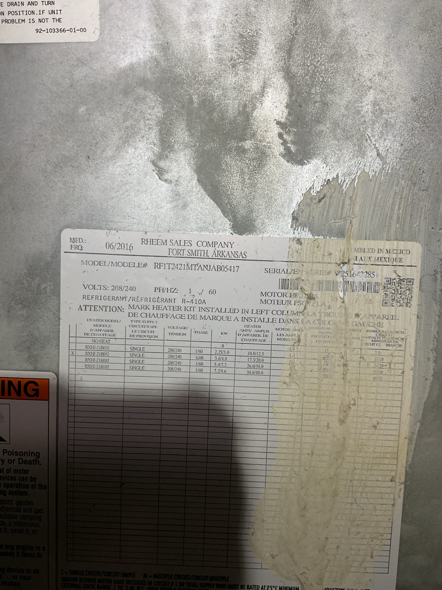 Diagnosed bad blower motor.
I only have (2) blower motors on my person today.
Atwater management would rather I use the remaining blower motor on the other apartment that they confirmed as having a bad blower motor (Apartment 1310)
Atwater Management approved invoice. 
I completed parts acquisition form for our warehouse to source part (blower motor) 

Will will order and schedule return asap.
