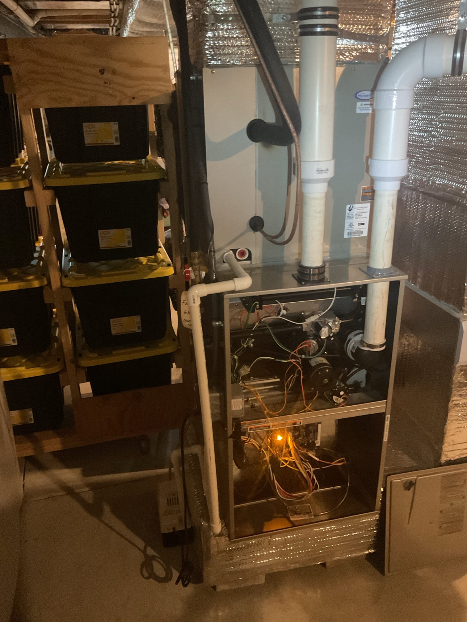 Luis 8-4-26
Customer called in for no cooling. Found system off upon arrival. Customer noticed water around indoor unit and air was not cold. Test system operation, check air filter 210 ok. Blower runs. No temperature split difference. Went outside and check refrigerant levels to be low. System is around 2 years old. Indoor coil is showing manufacture date 4/2021 warranty on indoor coil expired this year. I provided estimate to add refrigerant and dye. Adding refrigerant will get the system running again and dye will tell us where the system is leaking it could be indoor or outdoor coils. Refrigerant could last couple weeks, days or years customer is aware this condition. Customer agreed to add refrigerant added 3 lbs of refrigerant, test system operation ok system is now working properly to manufacture specifications. Super heat and sub cooling ok. (Customer declined adding dye and service plan) she will contact original contractor to see if there is any warranty. 