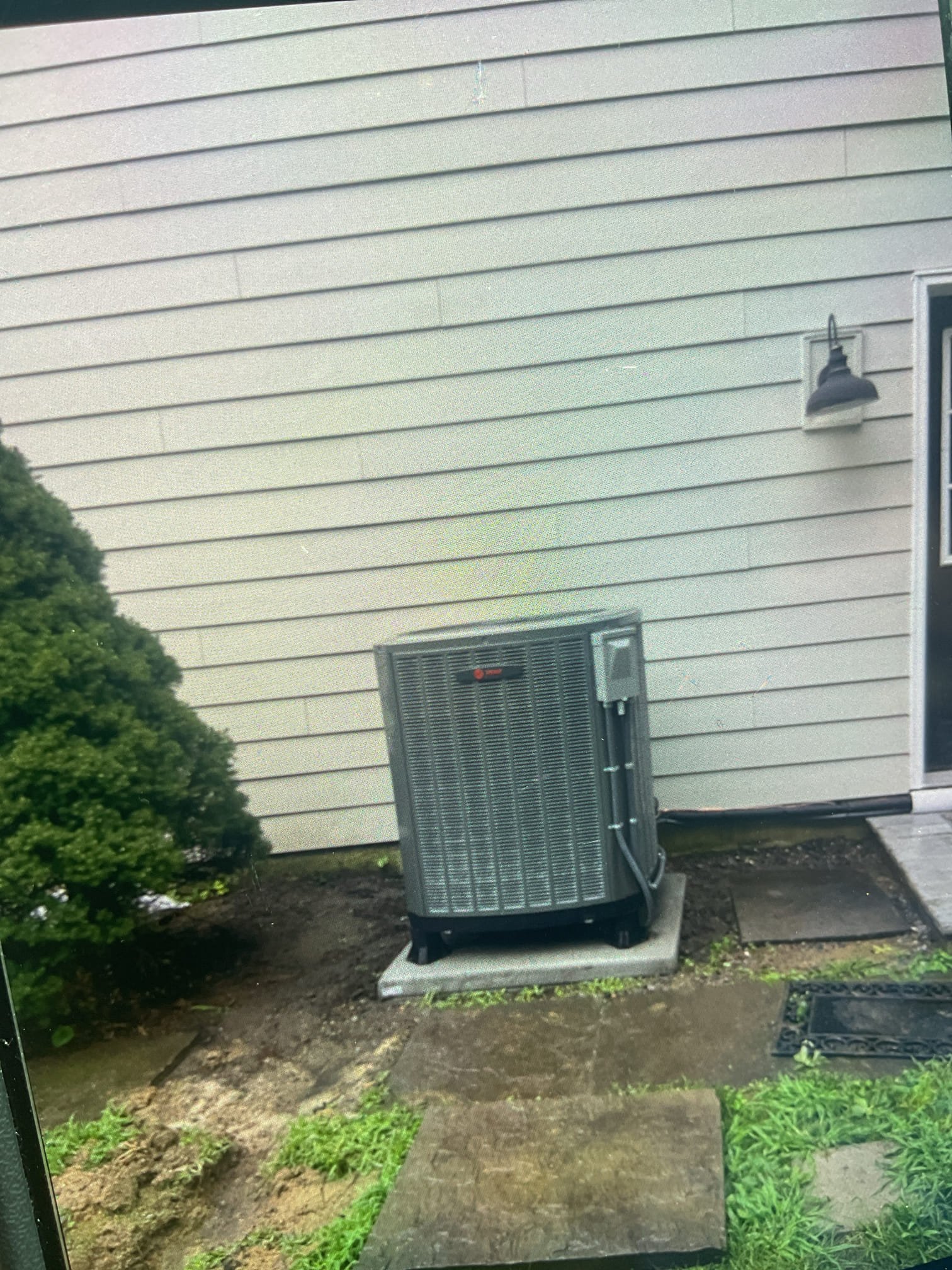 Luis and Conner 8-5-26
Return visit to level outdoor unit.
We installed second concrete pad under unit and use leveling pad to fully level unit. No charge warranty 