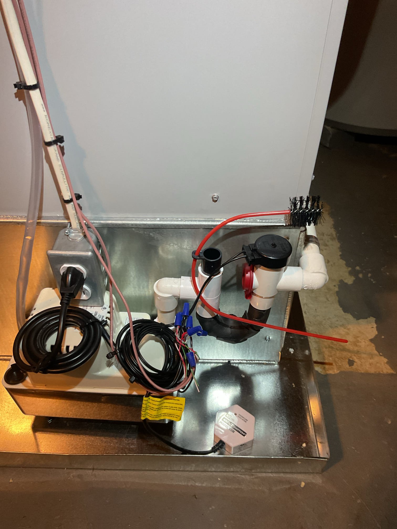 Completed QA for install: Bosch hyper heat 4 Ton Heat pump/air handler system.

Inspected all aspects of install: mechanical, wiring, control settings, ductwork connection, etc
Filter Aprilaire 413.
Added clamp to 3/4” pvc drain to improve pitch slightly. Wrapped EZ trap in foam insulation tape.
Wired safeties in series to produce a custom alert that notifieshomeowner and shuts off cooling and energizes fan.Verified fan speed dipswitches
Measured temp split 20° GoodPressures 292/116 at 55 Hz
Set power monitor 264 Hi; 216 Low, delay .5 seconds da, reset in 120 seconds. 

Install passes QA
Homeowner is happy. 