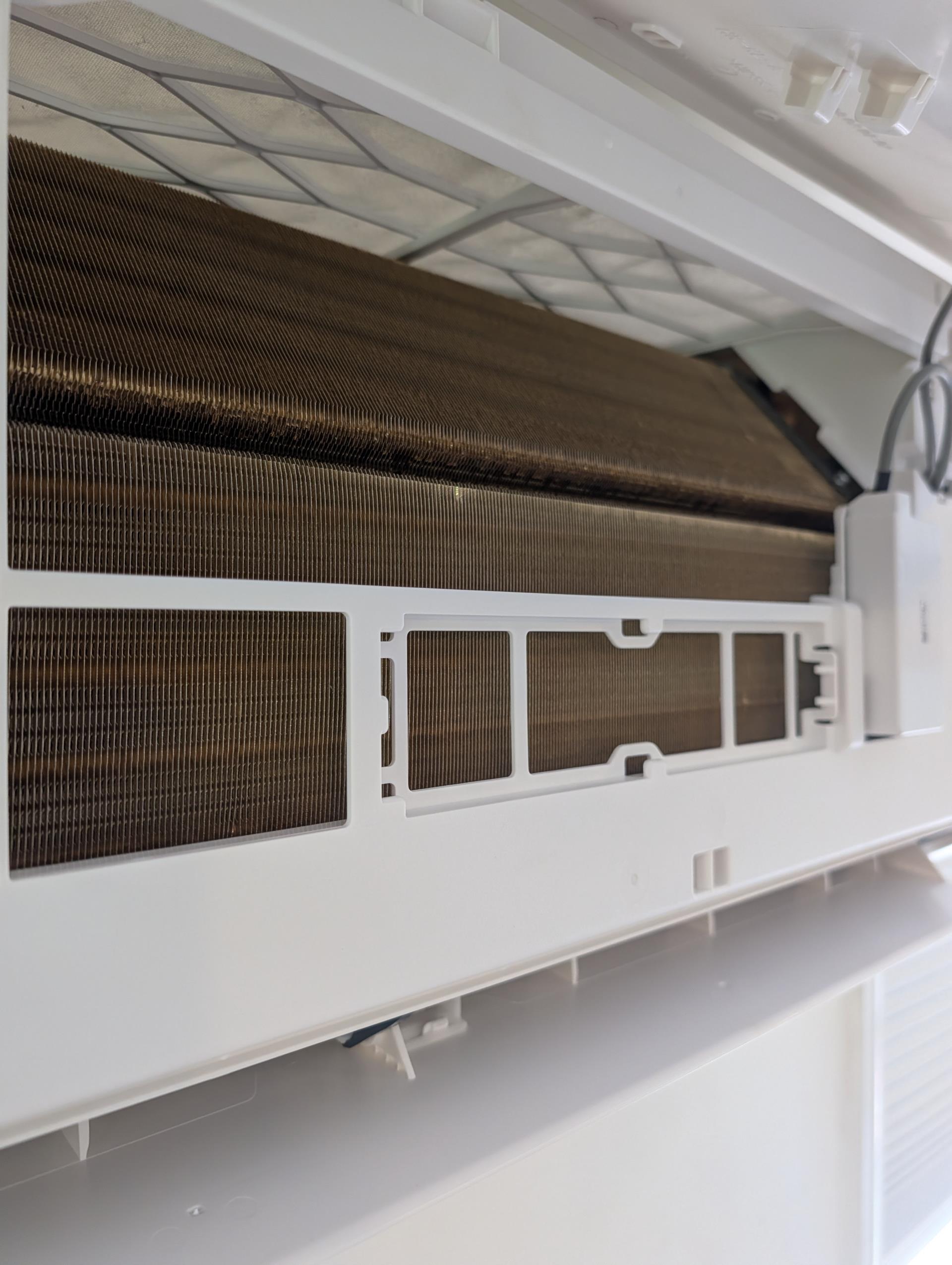 Completed QA 1:1 Minisplit install Hisense 18,000 BTU indoor head.

Inspected wiring, controls:
Power monitor settings: Over-voltage 264; Under-voltage 216; open in 1.5 seconds, restore in 2 minutes. Cleared event log.
Measured temperature split: 21°
Checked for refrigerant leaks at the (2) accessible joints on outdoor unit
Breaker is 20A

Install passes QA