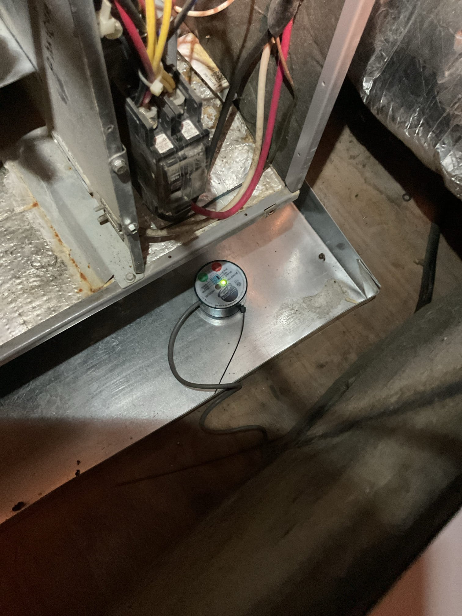 Nuisance trip of wet switch caused loss of power to thermostat resulting in No cooling. It is exceptionally humid today resulting in dehumidification and drain issues cross the board.

Dried and reset wet switch set it on a zip tie to give it 1/8” air gap underneath. 
I did notice the wet switch acting up *going to tripped state if you tap the back so o left estimate for replacement wet switch. 
Sprayed drain pan with pan treatment, cleared EZ trap and flushed drain line with water making sure there was no resistance to flow of drain water.
Homeowner and I noticed some biological growth on top plate of indoor coil and blower housing. I cleaned as best as possible but recommend UV system to better control biological growth: Provided (2) estimates. 
1. Better: UV Light system for air handler.
2. Best: APCOX Whole home air treatment system (installed in Supply trunk) + UV bulb for indoor coil section 

System operating well at this time. 

Homeowner decided on Plan Membership Renewal. 