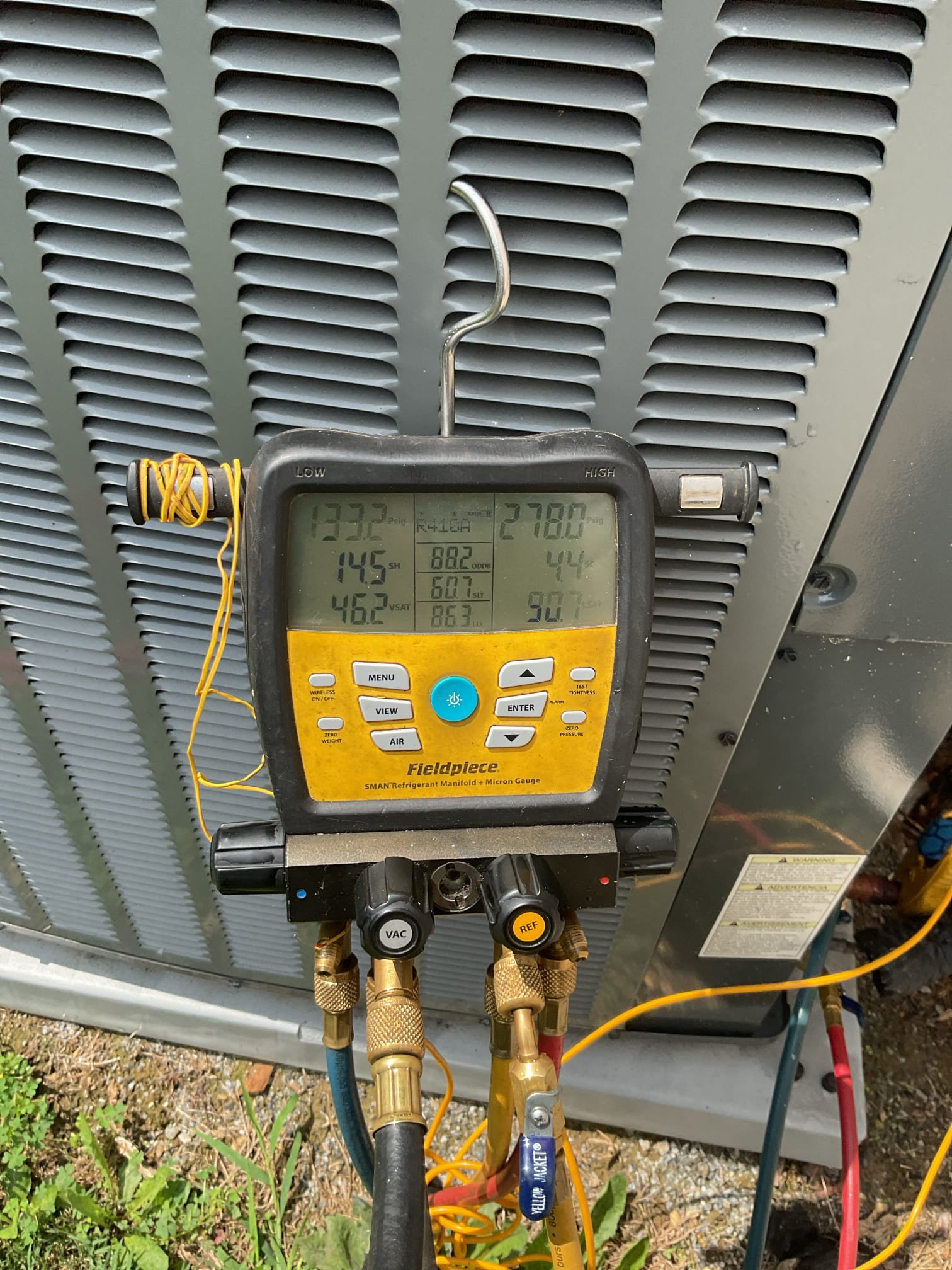 Found water in equipment pan and wet switch tripped.
Verified operation of blower motor and control. Blower motor works and the control did  energize F04 fan speed when there is a demand for cooling. 
Nest thermostat is energizing “G” when a demand is made for fan only as
Indoor coil was frozen 1/3 of the way up.
Ran furnace to expedite thawing of coil>wet vac and dried water in pan>ensured drain is clear and filter is clean>set AC fan speed to F07 for 1150 CFM for 3 Ton AC> wrapped EZ trap in foam tape>cleaned outdoor coil *back and side had some debris. 
Ran system in AC. There are no refrigeration issues. 5.5 Subcooling.
Pressures 287/132: Excellent

Indoor blower motor and control are likely intermittently stopping fan operation during cooling resulting in freezing of indoor coil. Did not observe this today. advised homeowners to pay attention to the indoor fan operation if possible.

Provided email estimate to replace indoor control and blower motor under a parts only warranty. Al