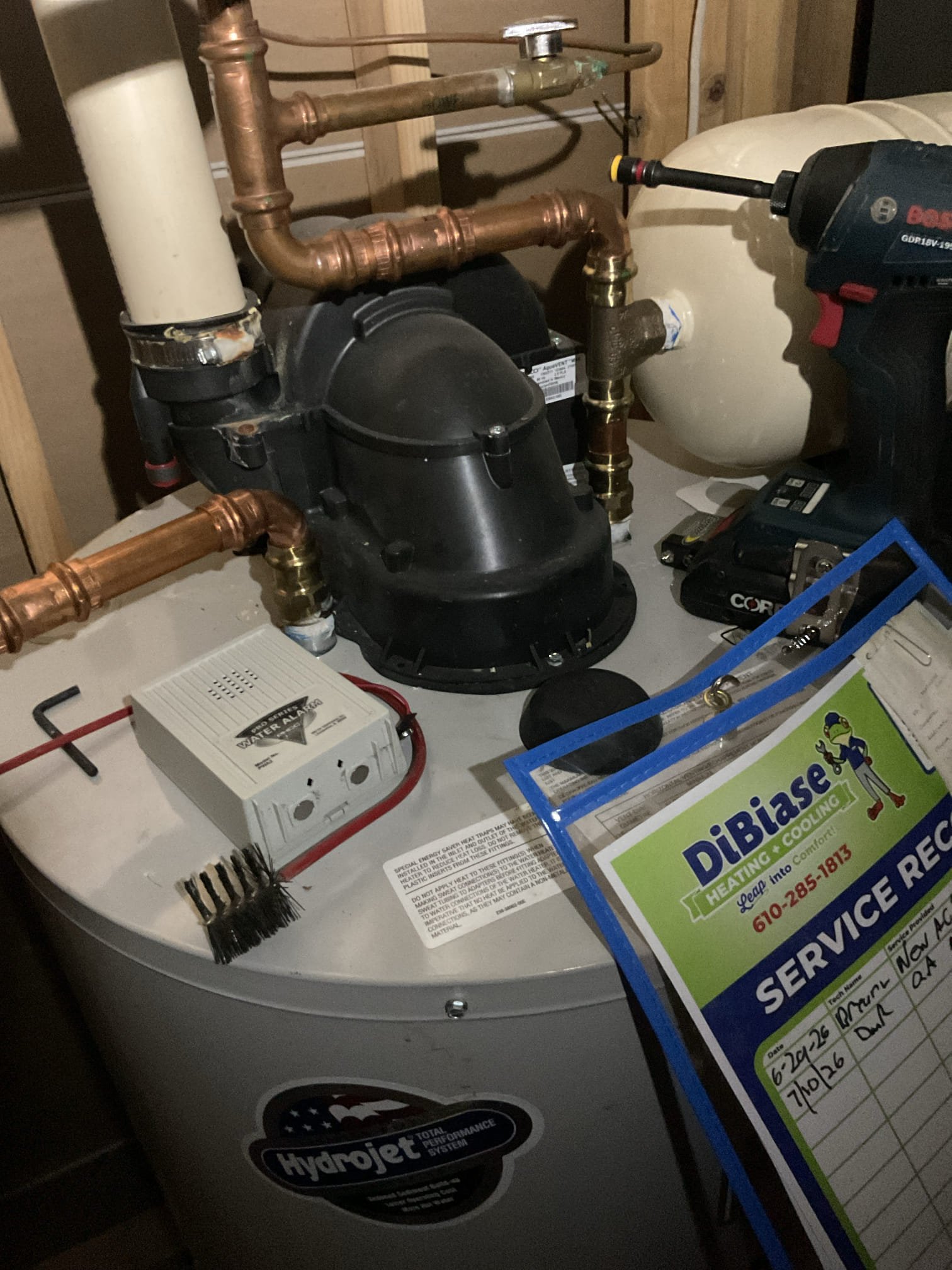 Indoor coil is a block of ice as are the suction line and compressor.
Filter was very dirty>replaced filter. Set both thermostats to MODE OFF fan ON>ran furnace for 15 minutes>broke ice free from compressor with rubber mallet>git system free of ice and tested>made slight adjustments to adjustable txv and refrigerant charge (added 9oz)

Strongly Recommend installing wet switch: water safety that will shut equipment down if water is detected on floor near indoor equipment. Provided email estimate 

Water heater expansion tank and relief valve also failed as previously noted by technician on June 15th this year. Water alarm is outside pan and battery is disconnected. resent updated email estimate for water heater repairs.

Water pressure is 85 psi. Provided estimate to replace domestic water pressure reducing valve. 

Filter  MUST be replaced every 3-4 months. This was the cause of today’s issue. This has been a problem at this location in the past more than twice. There will be a charge 