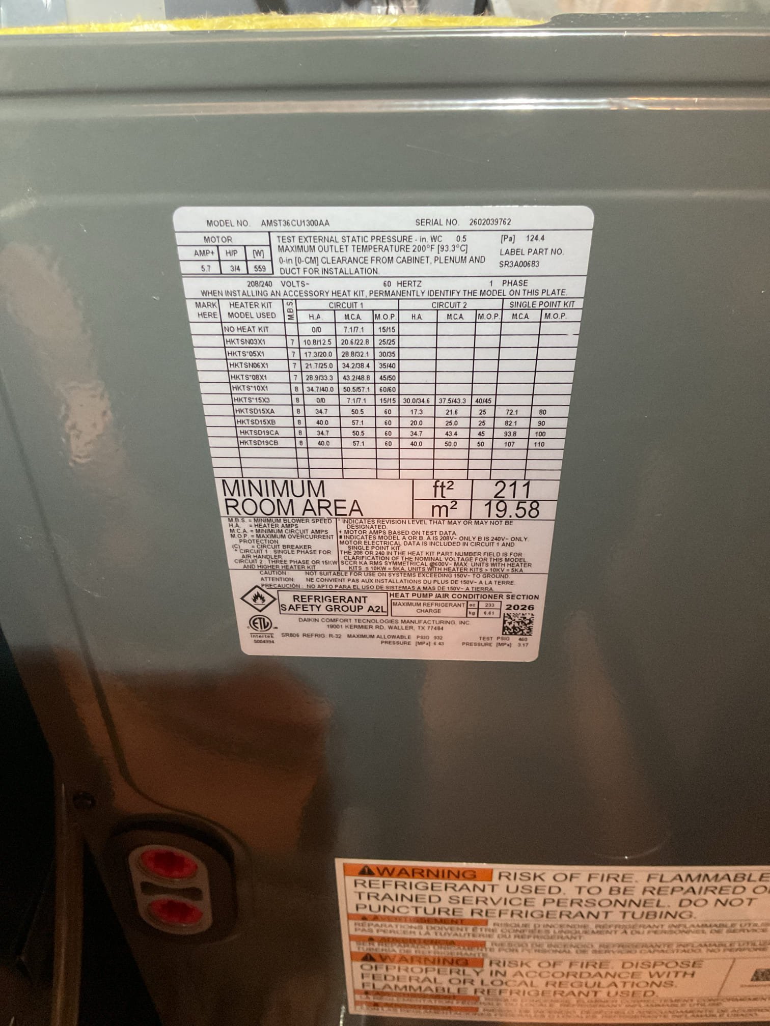 Completed QA for 3 Ton AC/air handler install.

Inspected all aspects of install: mechanical, wiring, controls, piping, drain

20x20x1 filter ok
Fan speed set to Tap 4 for 1200 CFM
Unit was a little overcharged. Recovered 9 0z
Now Running at 8SH 8°SC and 20° temperature split.

Install passes QA inspection. 