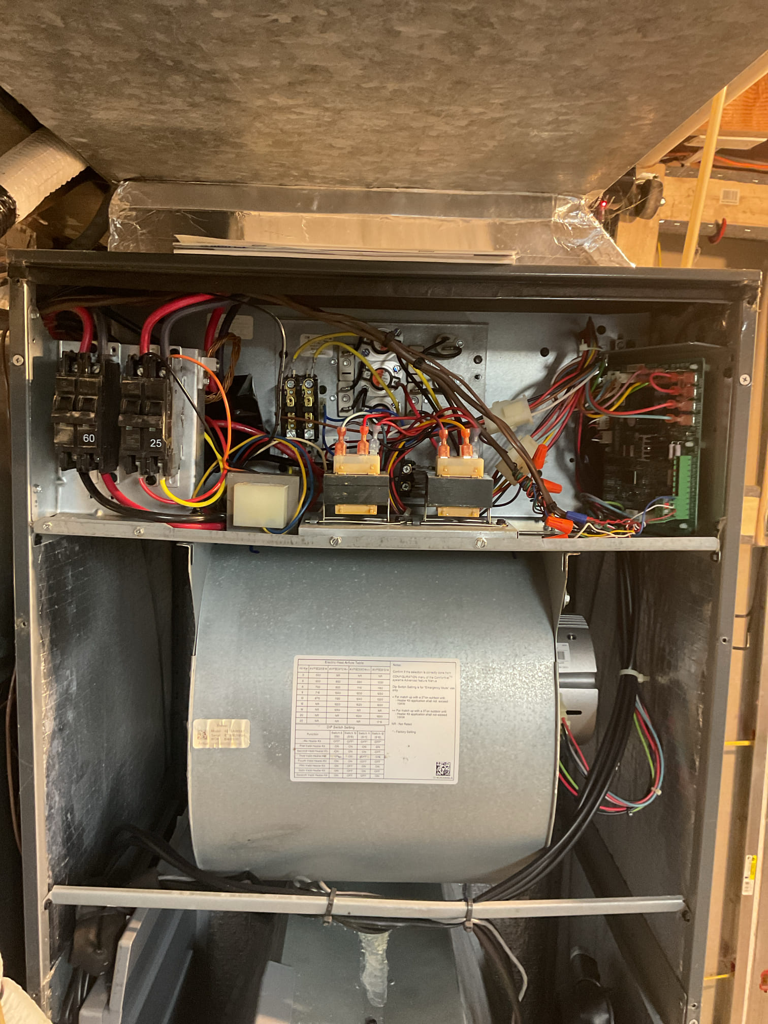 8/14/26 Dan 


I arrived to Tony’s parents home to service their 5 yr old Amana heat pump system . I checked the wiring connections and the voltages . I checked and replaced the indoor air filter , the filter is an 213 (supplied) . Inspected the indoor coil and tested the primary drain pan and cleared and tested the water drains and traps if applicable. I Took indoor temp splits at the return and the supply  and checked the blower motor condition and operation. I looked  at the outdoor unit wiring connections and voltages on the inverter. I checked my unit pressures by using super heat sub cool method.  System in good operating condition at this time. I collected for a $69.00 promo a/c check up , paid by cc. 
