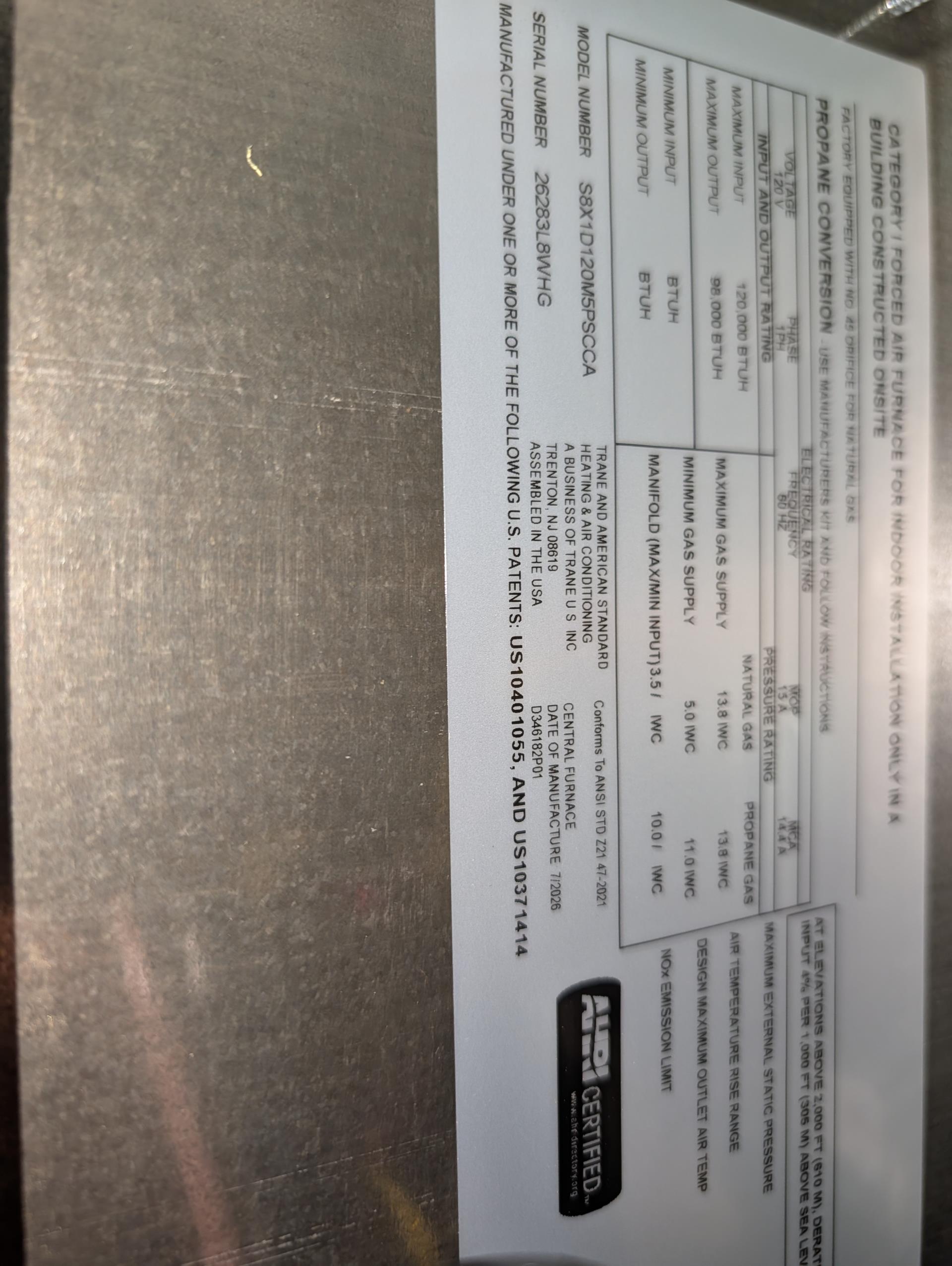 Completed QA for 5Ton AC with 120,000BTU furnace install. 
System#2

Inspected all aspects of install: mechanical, wiring, controls, ductwork connections, etc.
Set cooling fan speed to Tap 8 for 2000 CFM, set heat fan speed to tap 7 for 1850 CFM.
Checked gas piping, gas pressure. Combustion test pass,
Added a strap to one section of drain pipe for support of pitch.

As for the thermostat for system #1. It had 26V between R+C I stripped back insulation on 18 gauge wire and reinstalled. Thermostat remained powered.
If this happens again we will have to replace this thermostat under warranty, 

Install passes QA.  