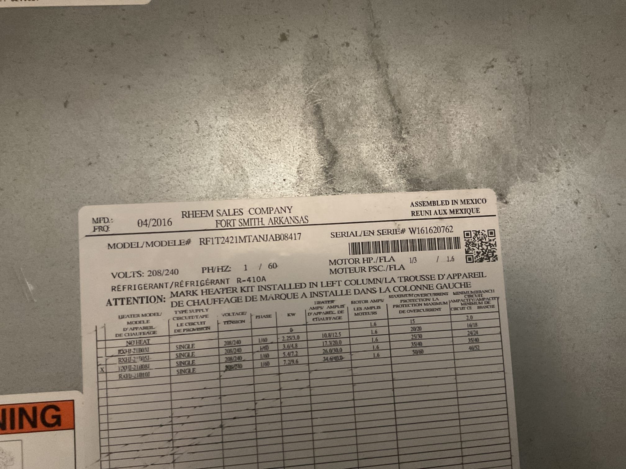 8/17/26. Fully assessed drain clogg on 2016 Rudd heat pump system. Poured water over coil and nothing drained. Found clogg in drain line at drain pan. Tried blowing out with co2 and used ez trap brush. Ended up partially removing coil to get to drain stub. Found black rubber glove in drain line, this definitely explains clogg. Pulled out and tested with water. Coil is draining perfectly at this time. 