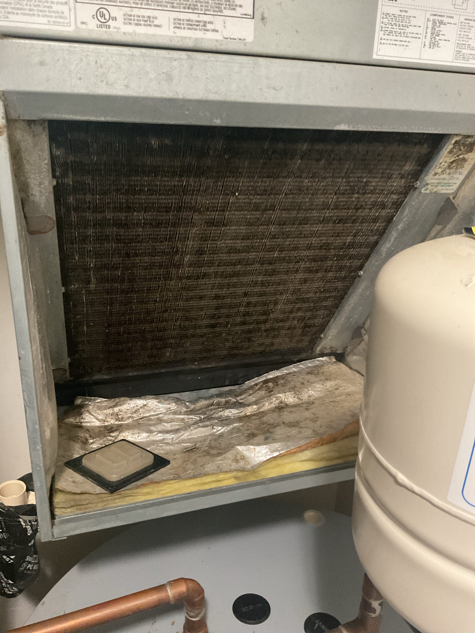 8/17/26. Fully assessed drain clogg on 2016 Rudd heat pump system. Poured water over coil and nothing drained. Found clogg in drain line at drain pan. Tried blowing out with co2 and used ez trap brush. Ended up partially removing coil to get to drain stub. Found black rubber glove in drain line, this definitely explains clogg. Pulled out and tested with water. Coil is draining perfectly at this time. 