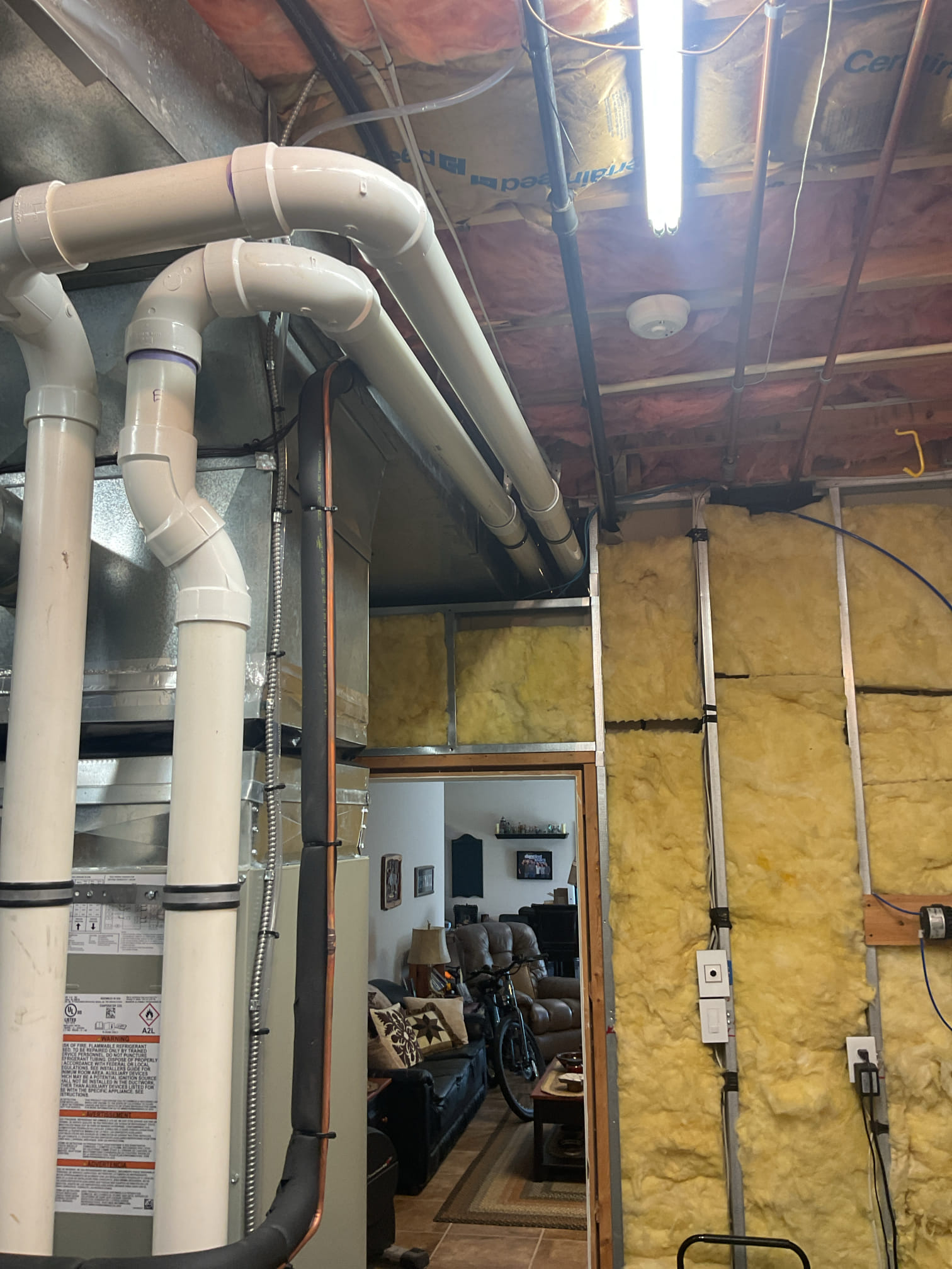 8/17/26 Dan 


I arrived to the customers home to perform a Q.A. Inspection on there new 2 stage Trane 95% gas furnace and a/c system.  I started with checking the air filter , the filter size is a 20x25x4. I checked the overall neatness and performance of the newly installed system. I checked over all system accessories. I checked all my electrical connections and voltages. I inspected  the  burners , flame sensor and the igniter. I inspected the exhaust and fresh air pipe for restrictions and bellies. I inspected the blower motor operation, and took cooling temp splits. I looked at the overall install of the outdoor a/c. I checked the system level and the level of the disconnect. Made sure all penetrations were sealed. Checked the electrical connections and checked for caps. Everything is in good working order. 

I left the filter for the customer and linked the new room sensor . Please send the customer a hard copy or email of the receipt for the new install . 

