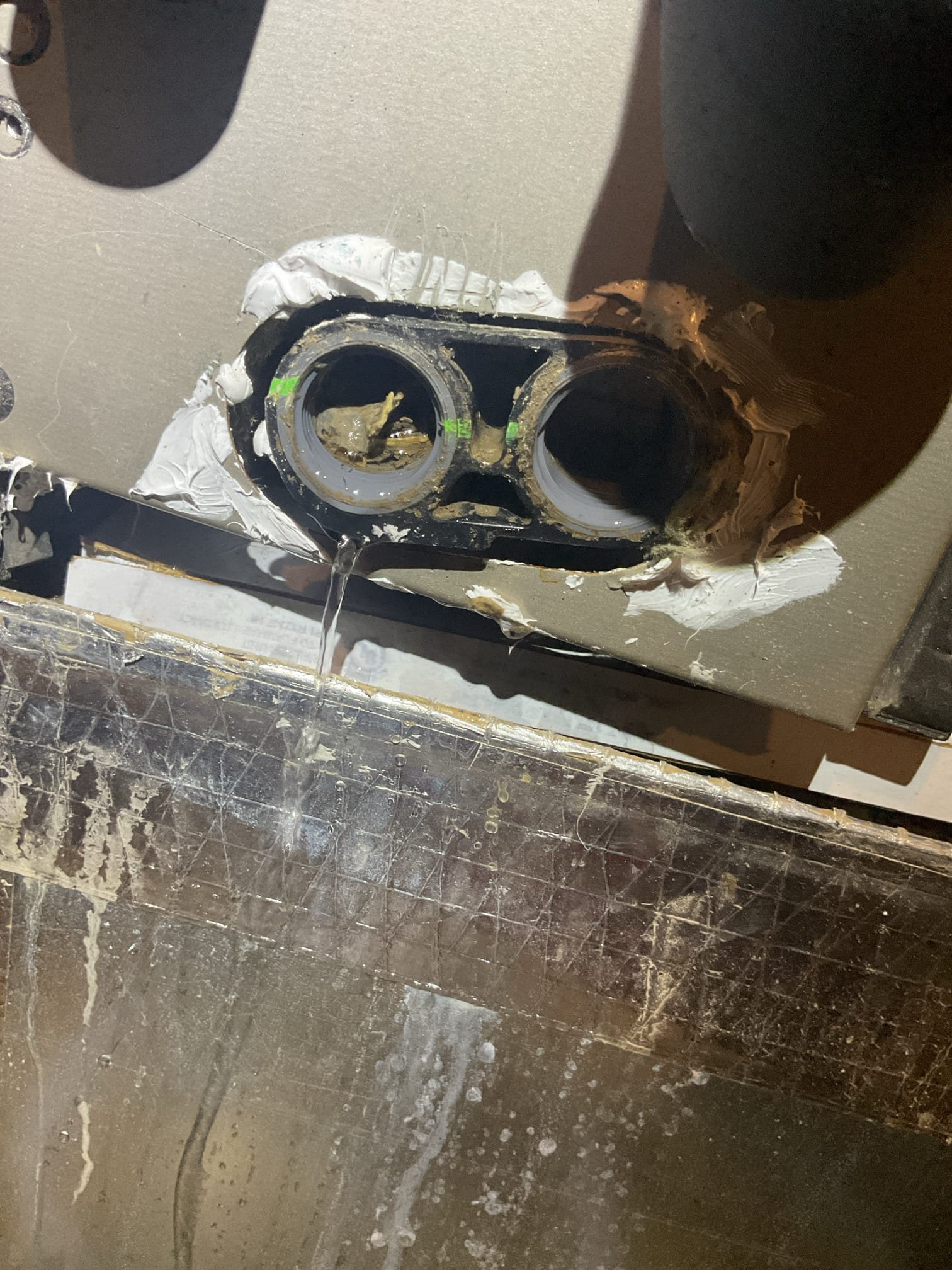 Luis 8-21-26 
Customer called in for water leak coming from the basement HVAC system found system off upon arrival, ask customer to turn thermostat to cool and test system operation check condensate drain system. Drain line is slowly draining from air handler pan, found clogged on the drain pan inlet. Provided estimate to repair leak. I would also recommend replacing condensation pump and vinyl at this time, pump sound terrible and takes longer than normal to discharge water. Provided estimate for repairs and recommendations. Customer approved repairs with preventative; condensation pump and new vinyl tubing. Test drain system after repairs ok. System is functioning properly at the end of visit. I also provided information about coil contamination system. Emailed estimate to add coil contamination. 