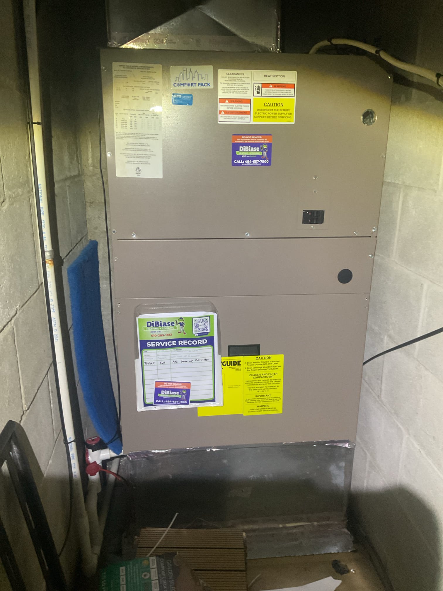 8/24/26 Dan 


I arrived to the customers home to service their 3 yr old inter city package a/c system . I checked the wiring connections and the voltages . I checked and replaced the indoor air filter , the filter size is 16x25x1. I Inspected the evaporator coil and tested the primary drain pan and cleared and tested the water drains and traps if applicable. I Took indoor temp splits at the return and the supply  and checked the blower motor condition and operation. I looked  at the  wiring connections and voltages . I inspected  the outdoor components and checked my unit pressures .  System in good operating condition at this time. I collected for $89.00 promo check up. 
