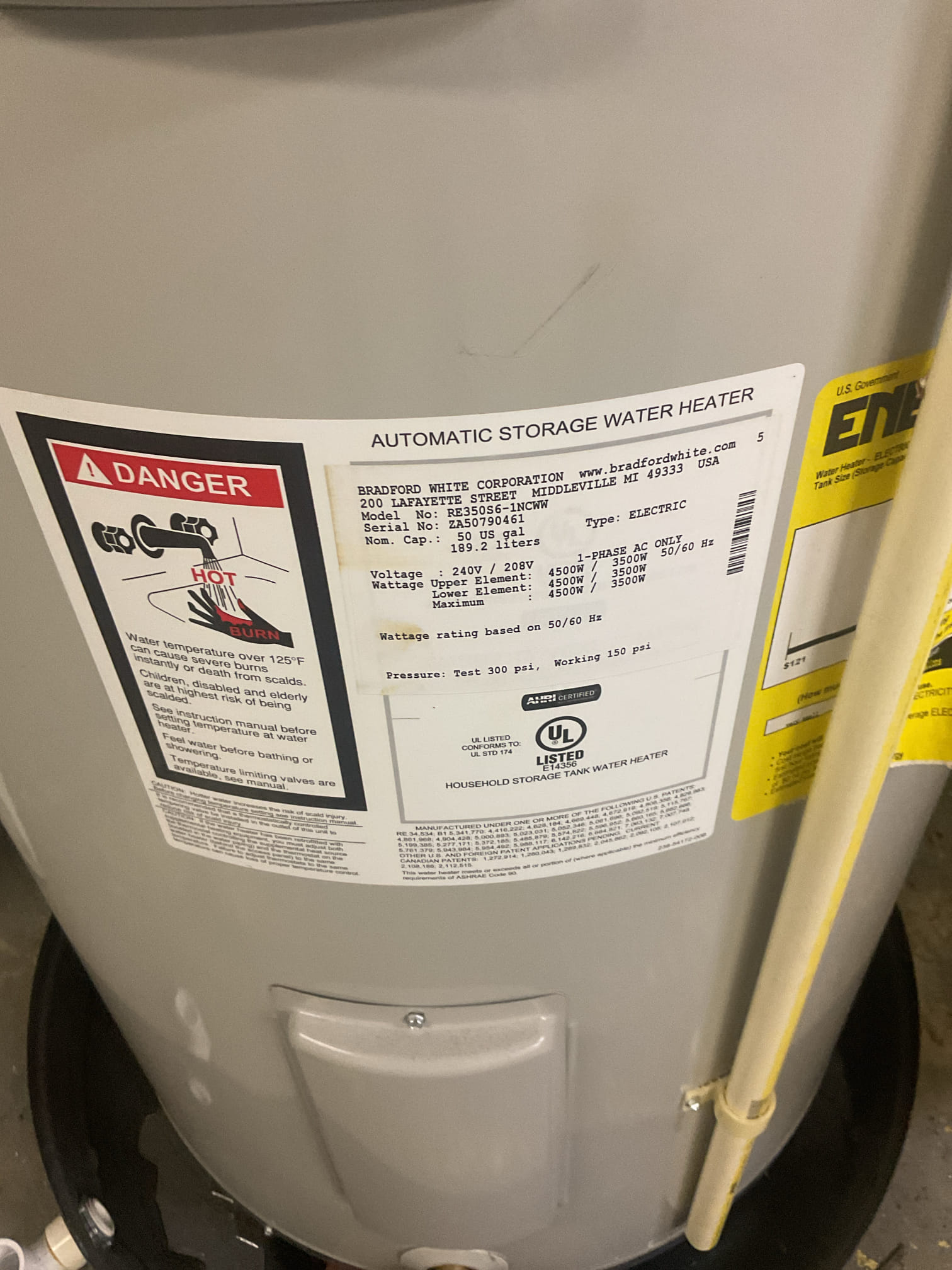 8/24/26 Dan 

I arrived to look at the customers electric 50 gallon water heater Bradford white. I can see water in the pan, but it’s not coming from the relief valve and she has well water. Her water pressure is 48 to 50 psi. I looked at the electrical components already here and didn’t feel any wetness on the insulation. The tank must be leaking towards the middle bottom. I also want to schedule Jim the plumber to come out because they might be interested in doing some kind of softener or descaling system to help with the water heater . I did leave pricing for 2 options for water heater replacements  and a warranty price for replacement if it would be valid for Wes and Anna to review . I collected for my diagnostic $84.15 paid by cc. 