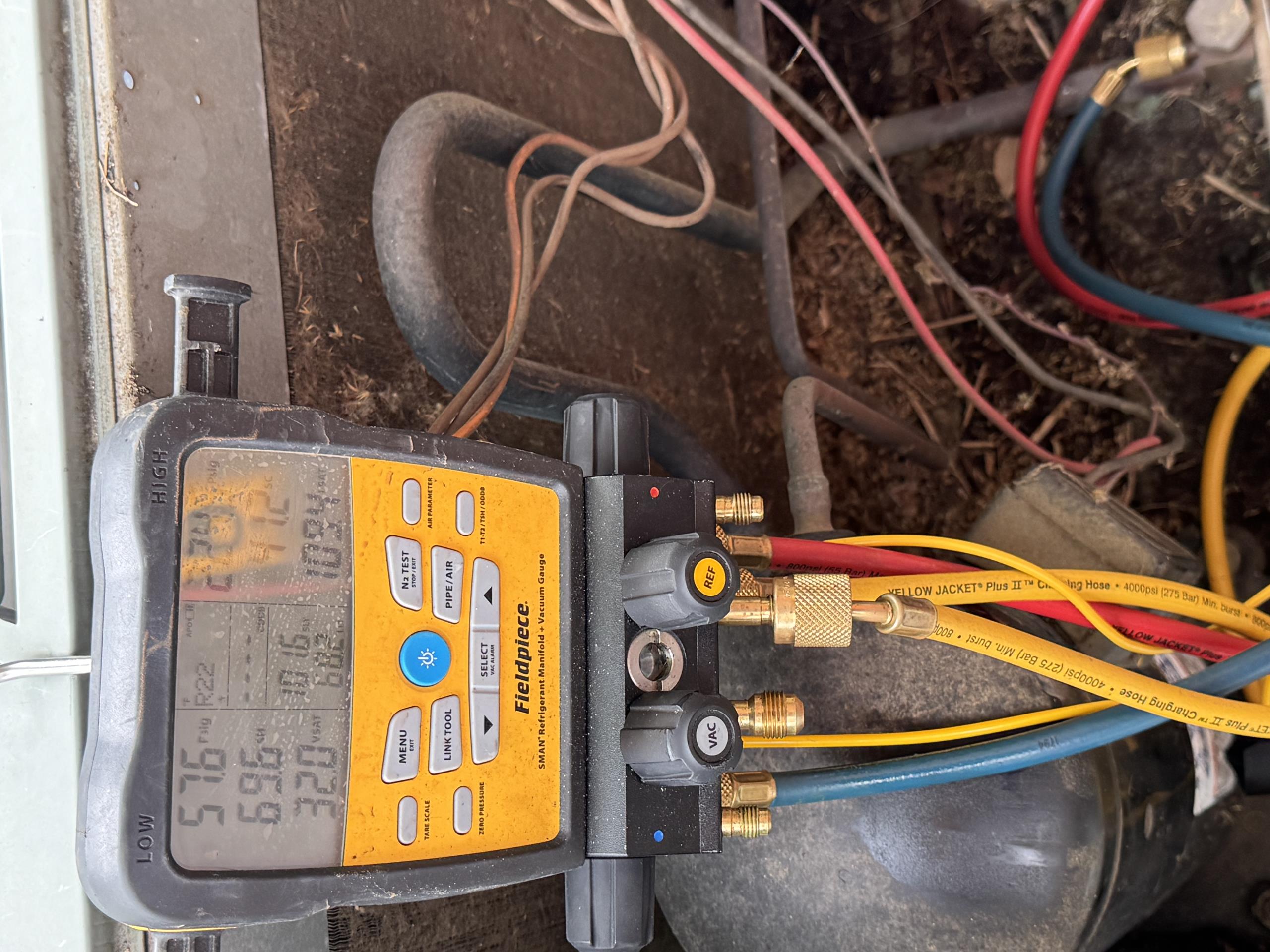 23 y/o 80% Furnace/AC-(RUUD)
-Arrived on site & located system/tstat
-Inspected system thoroughly and verified operation 
-Noticed a smoke detector on the duct work which was tripped and breaker power to system 
-System was bypassed from detector and was operating properly 
-Noticed a EZ trap on the coil which was wired into the smoke detector as well
-Flushed and tested drain to ensure drain wasn’t backed up which could have also possibly tripped system
-System is now operable and maintaining temp°
-System replacement is highly advised due to age/condition and likelihood of problems moving forward 
-Fire alarm company should come out just to ensure proper operation and inspect smoke detector system 