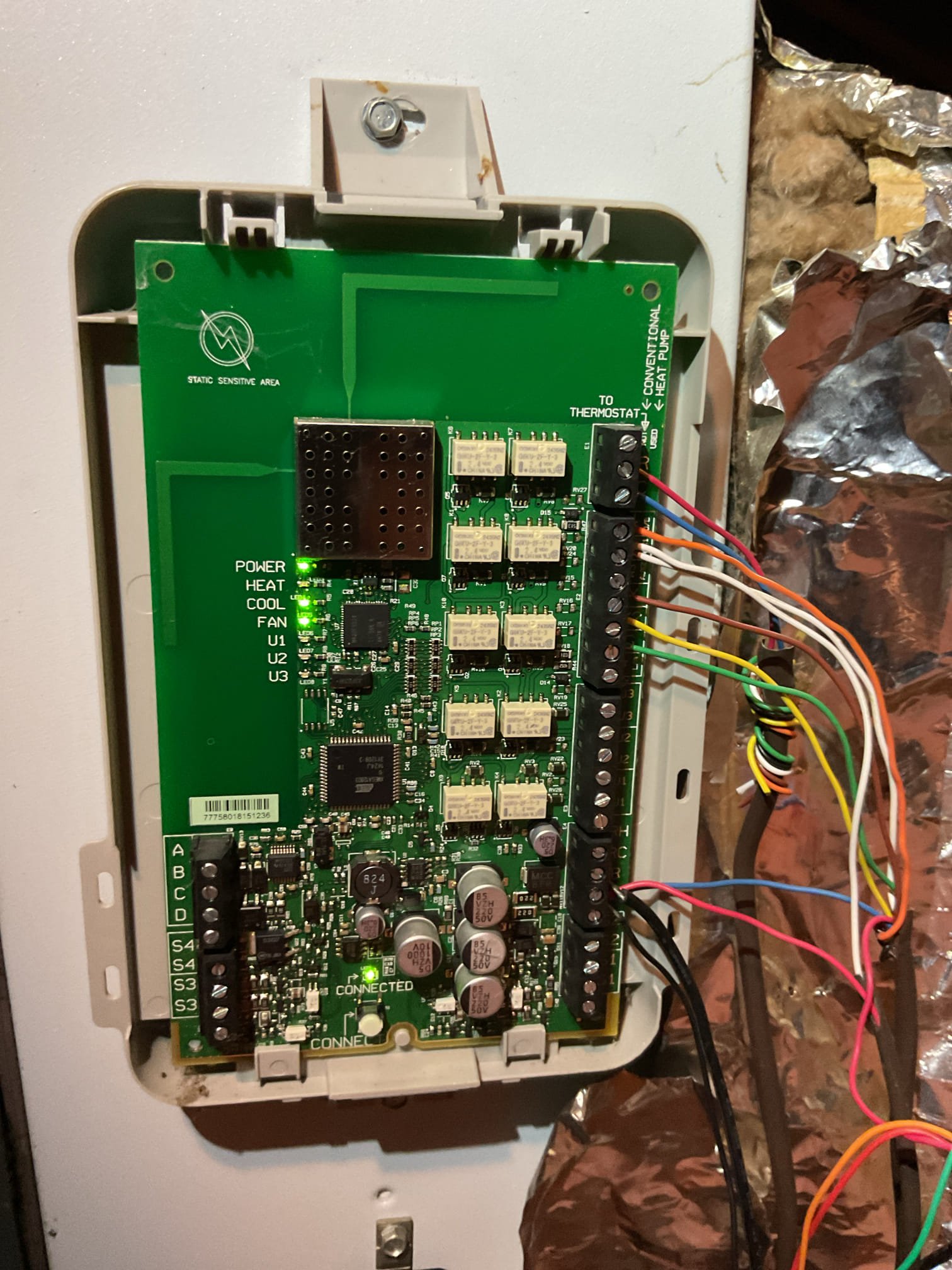 System was operating in cooling when I arrived 
There was an alert thermostat stating that the indoor room sensor was not connected and to replace the batteries. This is the batteries for the extra sensor NOT the thermostat
 
Homeowner originally did not remember that there was an indoor room sensor however we found it mounted to living room wall. This is not the thermostat itself but a remote indoor sensor that is not needed for control of equipment. 
 
Indoor sensor is disconnected from controls and system operating well at this time. Temperature is being read from the thermostat itself.

Also checked drain pan and air handler in attic. Draining properly no water in auxiliary pan. 

System operating well at this time. 