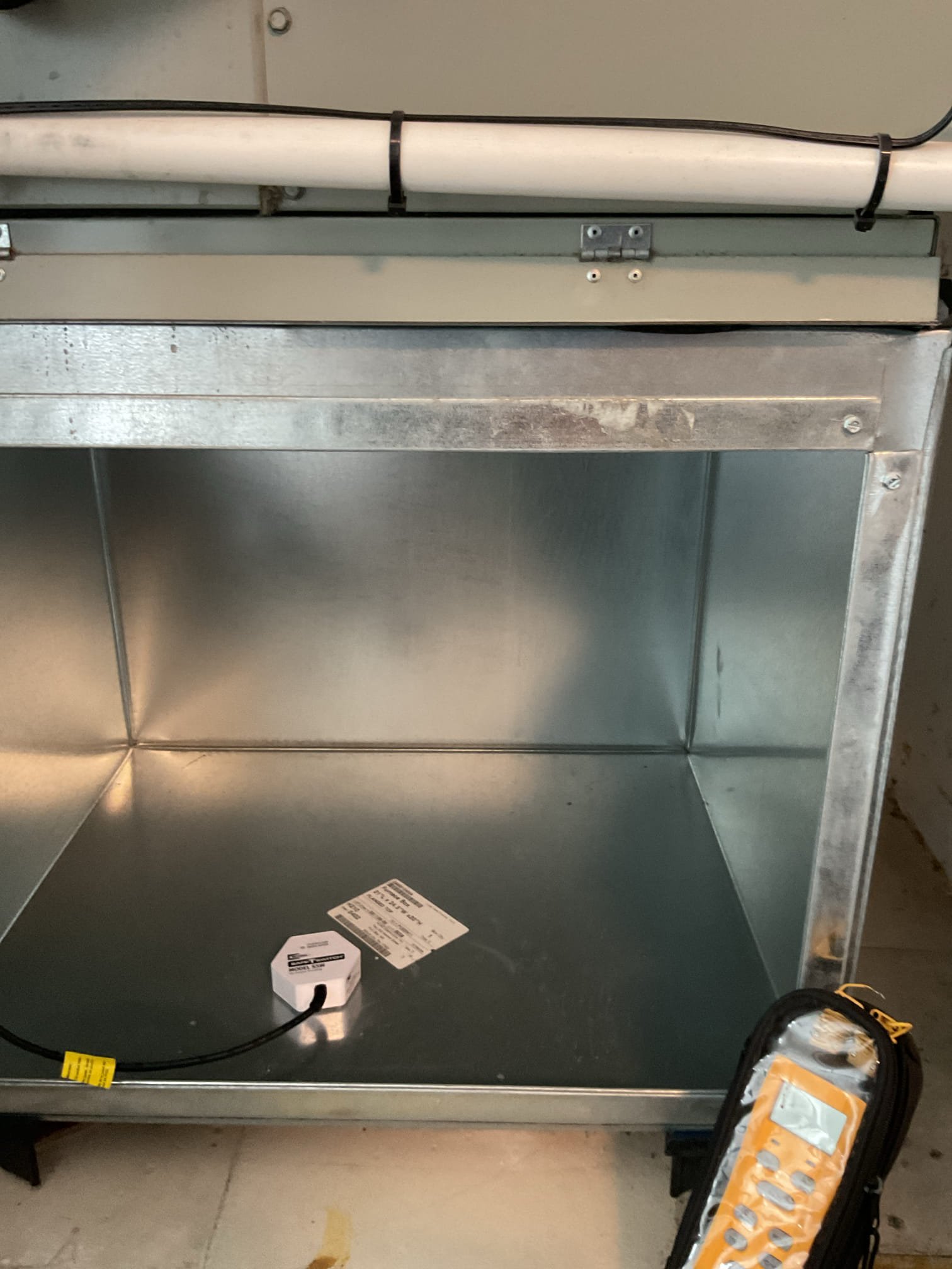 
Issue is “equipment not cooling at night” 
Equipment is 3 Ton heat pump. Dinoase install 8/30/24

Brad had been out and disabled the schedule.
20x23x1 filter ok. Addded a zip tie to make it easier to get in and out.
When I arrived today mode was set to OFF. 
Went through all low voltage wiring connections. The air handler is fed with 210V so I used the 208V tap on primary side of transformer. 

Turned system on (COOL 68). System came on as designed
Temperature split 72-51=21° Good
Checked outdoor unit and refrigerant pressures.
Added very little refrigeration to match target sub cooling. 10°

System operating well at this time.

I would educate tenant not to keep desired temperature sepoint high during the day and make a demand for cooling any more than 2° lower at night. 