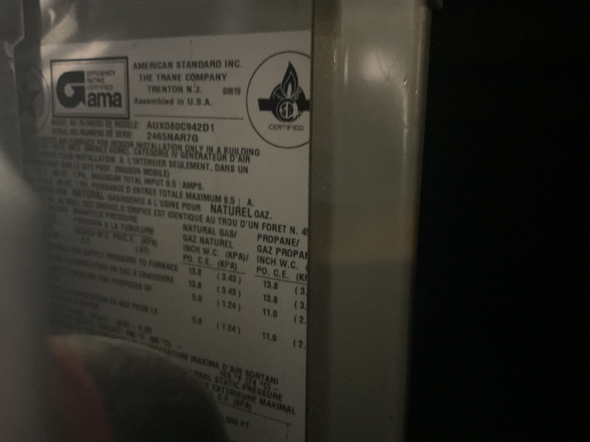 8/30/26 fully assessed no cooling situation on 24 year old American standard a/c and gas furnace. Looked over system found evaporator coil is rusting away,took photos. Gave system a call for cooling everything came on. R-22 pressures were 181/137 with 5 subcooling and 60 superheat. System is very low on charge. Explained to customer that the only real option at this time is system replacement. Recommend replacing a/c and gas furnace together. She is going to talk to her husband first then give us a call. 