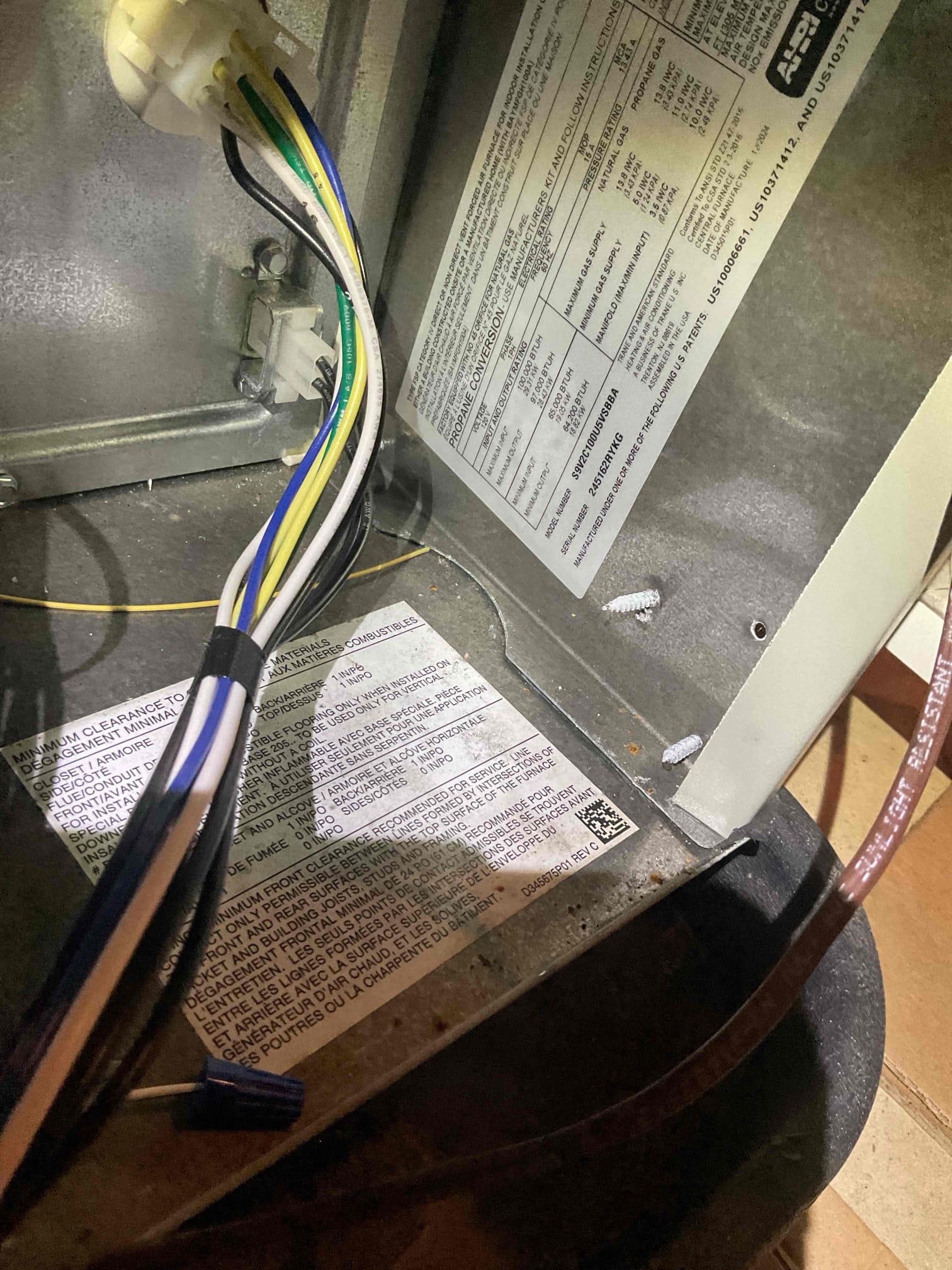 I arrived to the customers home to service their 1 yr old 95% Trane  gas furnace system. 
I started with checking the air filter and replaced , the filter size is 16x24x1 . I checked all my electrical connections and voltages. I inspected the heat exchanger and tested the  burners , flame sensor and the igniter. I water tested all tubing and hoses and inspected the collector box . I inspected the exhaust and fresh air pipe for restrictions and bellies. I inspected the inducer and the blower motor operation. I checked and tested for combustion and took temp rise splits at the return and the supply. Everything is running fine at this time of service. 