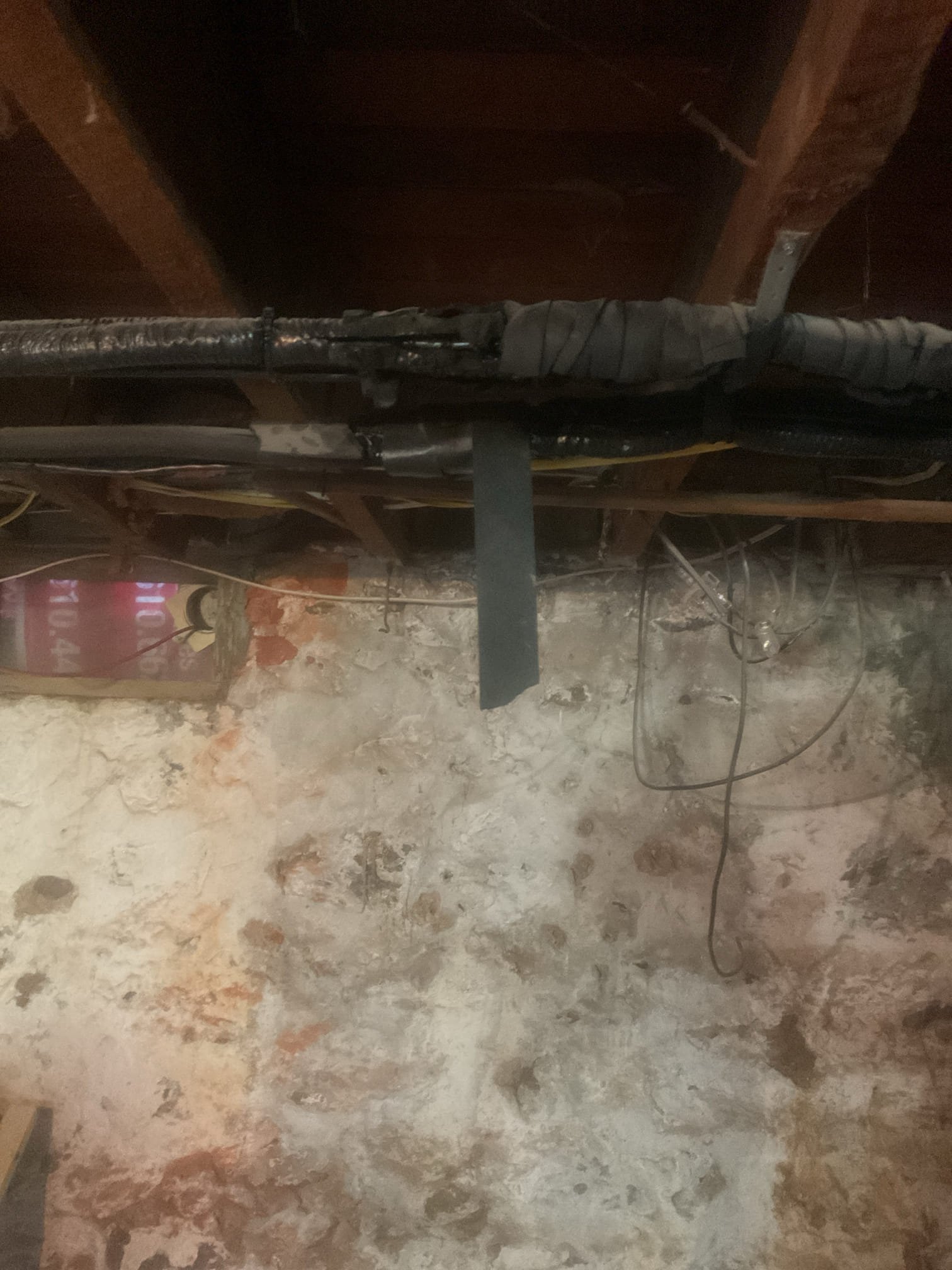 9/3/26. Found foam tape peeling off from when we were out here last to find flare joints in the basement. Explained to customer that the only thing that needs done is the line needs new foam tape with zip ties. Homeowner mentioned this has been peeling off since install. Put new foam tape on lines and zip tied all insulation on securely. No charge due to not being secured on the linset from install. 