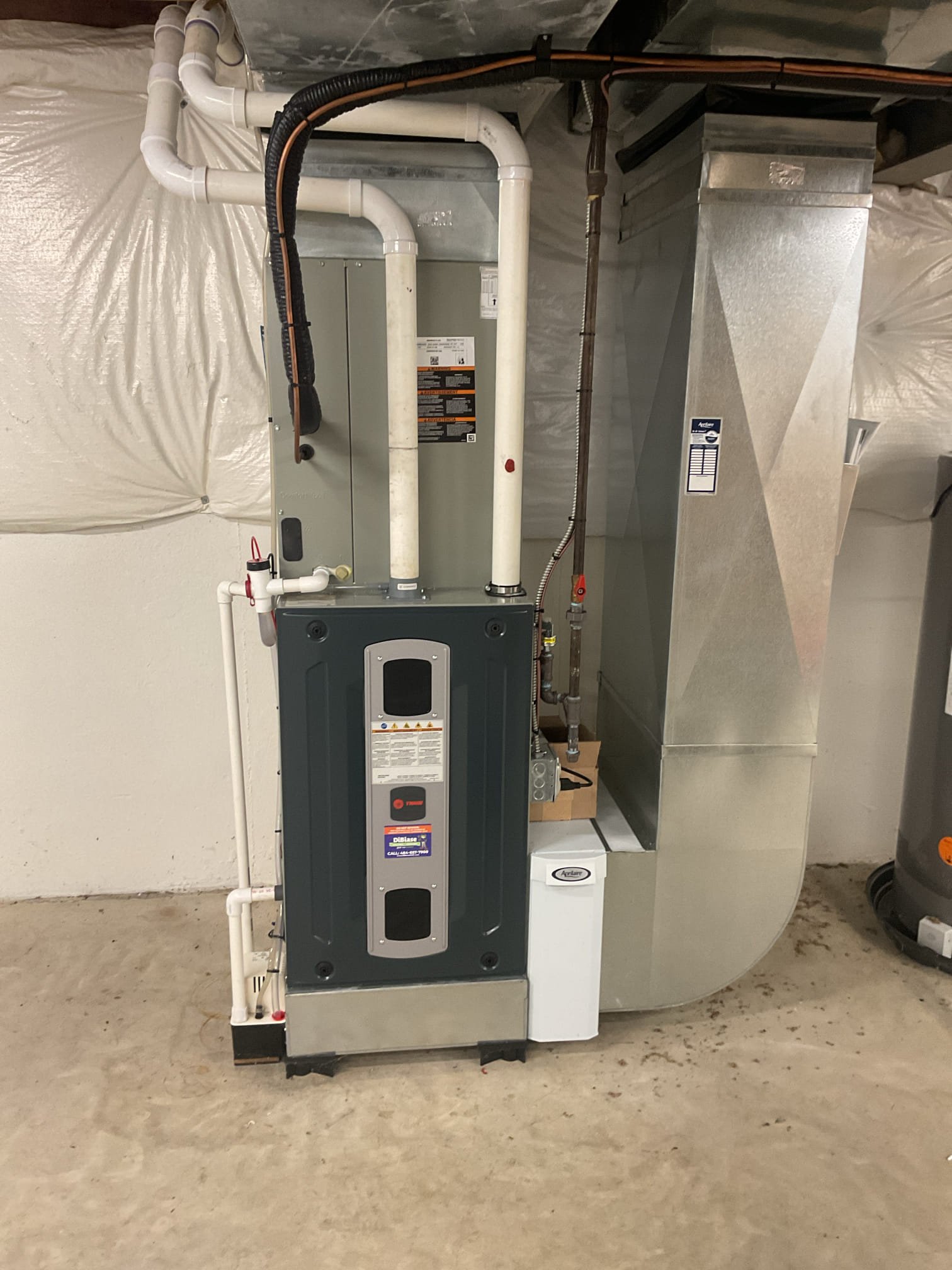 9/4/26 Dan 

I arrived to the customers home to service their 2 yr old 95% Trane gas furnace system. 
I started with checking the air filter and found good  , the filter size is a AA 413. I checked all my electrical connections and voltages. I inspected the heat exchanger and tested the  burners , flame sensor and the igniter. I water tested all tubing and hoses and inspected the collector box . I inspected the exhaust and fresh air pipe for restrictions and bellies. I inspected the inducer and the blower motor operation. I checked and tested for combustion and took temp rise splits at the return and the supply. Everything is running fine at this time of service. I collected for $189.00 service contract renewal paid by cc. 
