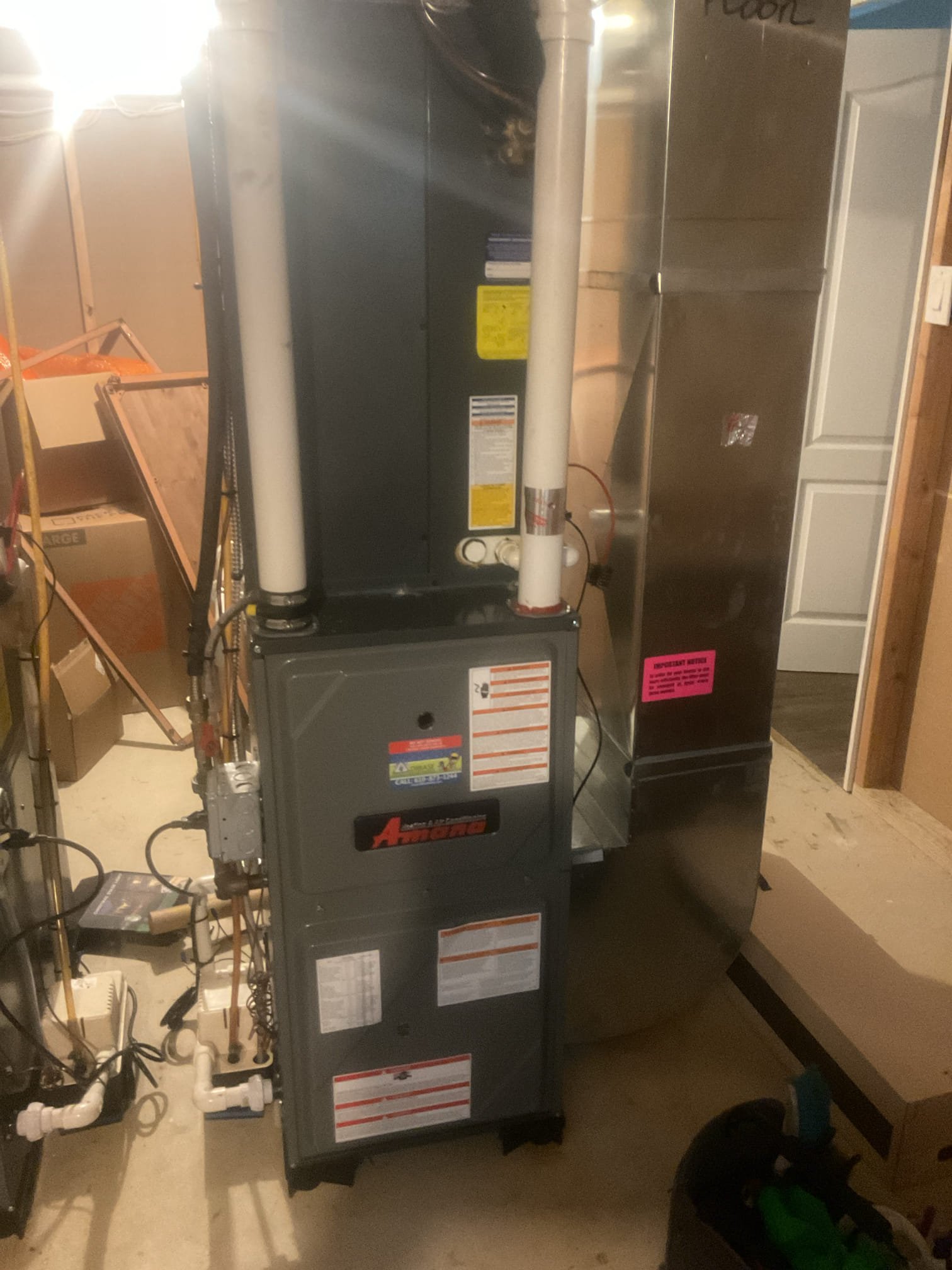 I arrived to the customers home for a no cooling for the 2nd floor  amana system.  I started by looking at the indoor unit, I looked at the air filter and the blower operation and checked the indoor coil for ice or debris on it. I went to the outdoor unit and inspected the system components and made sure the system has pressure. I found a very Weak dual capacitor 45/5. I quoted the customer a labor warranty price for replacement and collected for diagnostic. I replaced the part and tested for pressures and system operation.  The 2nd floor system is back up and running. I collected for $369.75 paid by cc. 