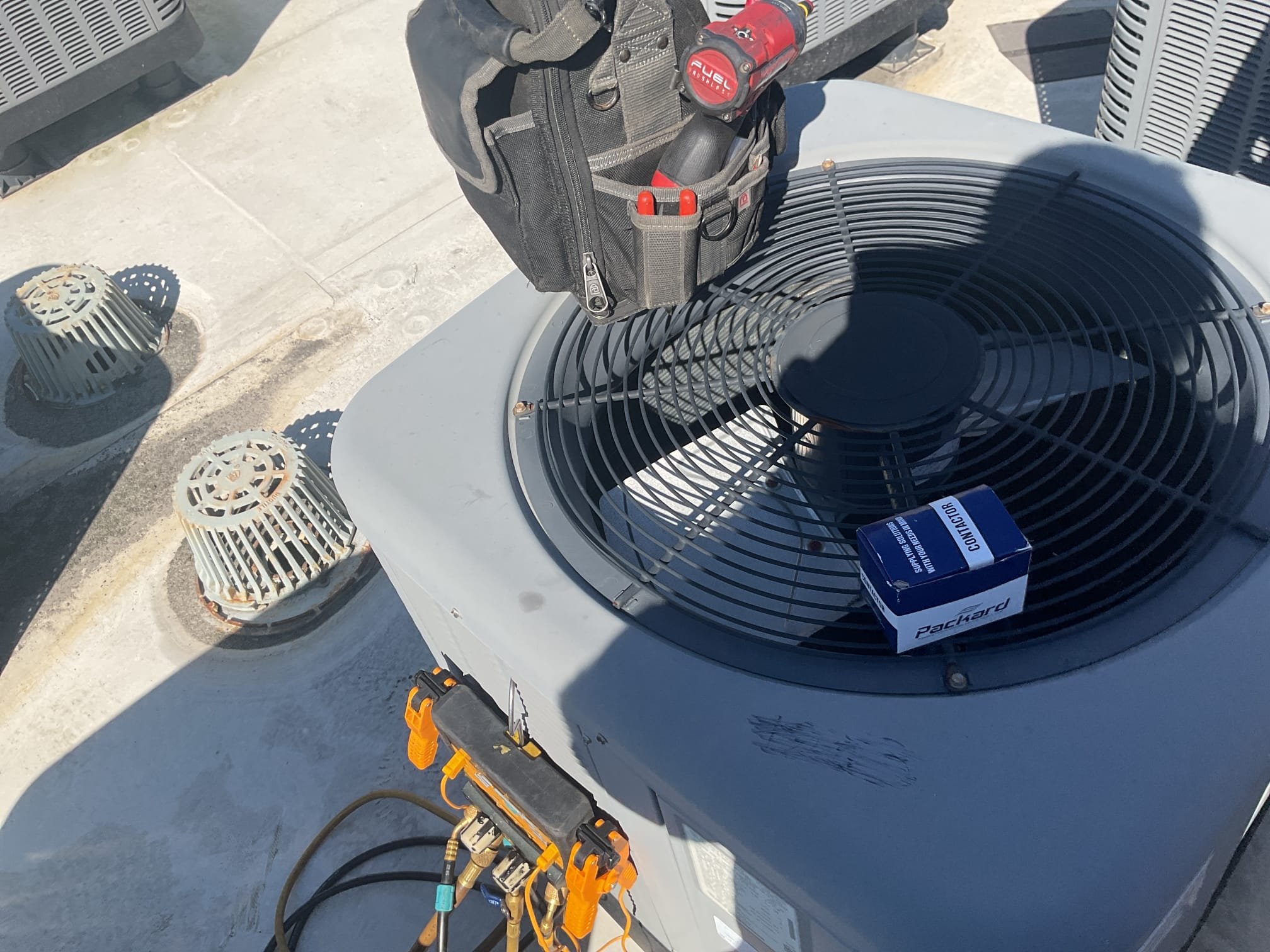 9/8/26. Fully assessed low voltage 3 amp fuse blowing on 2016 Rudd heat pump system. Cycled on blower and fuse didn’t blow. Went up on rooftop and checked resistance of 1 pole 40 amp contactor. Found ohm reading to be 15 ohms which is good. Looked over low voltage wiring and found Knick in white wire going to defrost board and found a little burn mark on unit. Repaired wiring by stripping back wire and re doing connections. Then tested operation of the system.  Checked refrigerant pressures and temperatures. Found system was running at a 17 degree temperature split. A/c is working properly at time of service. 