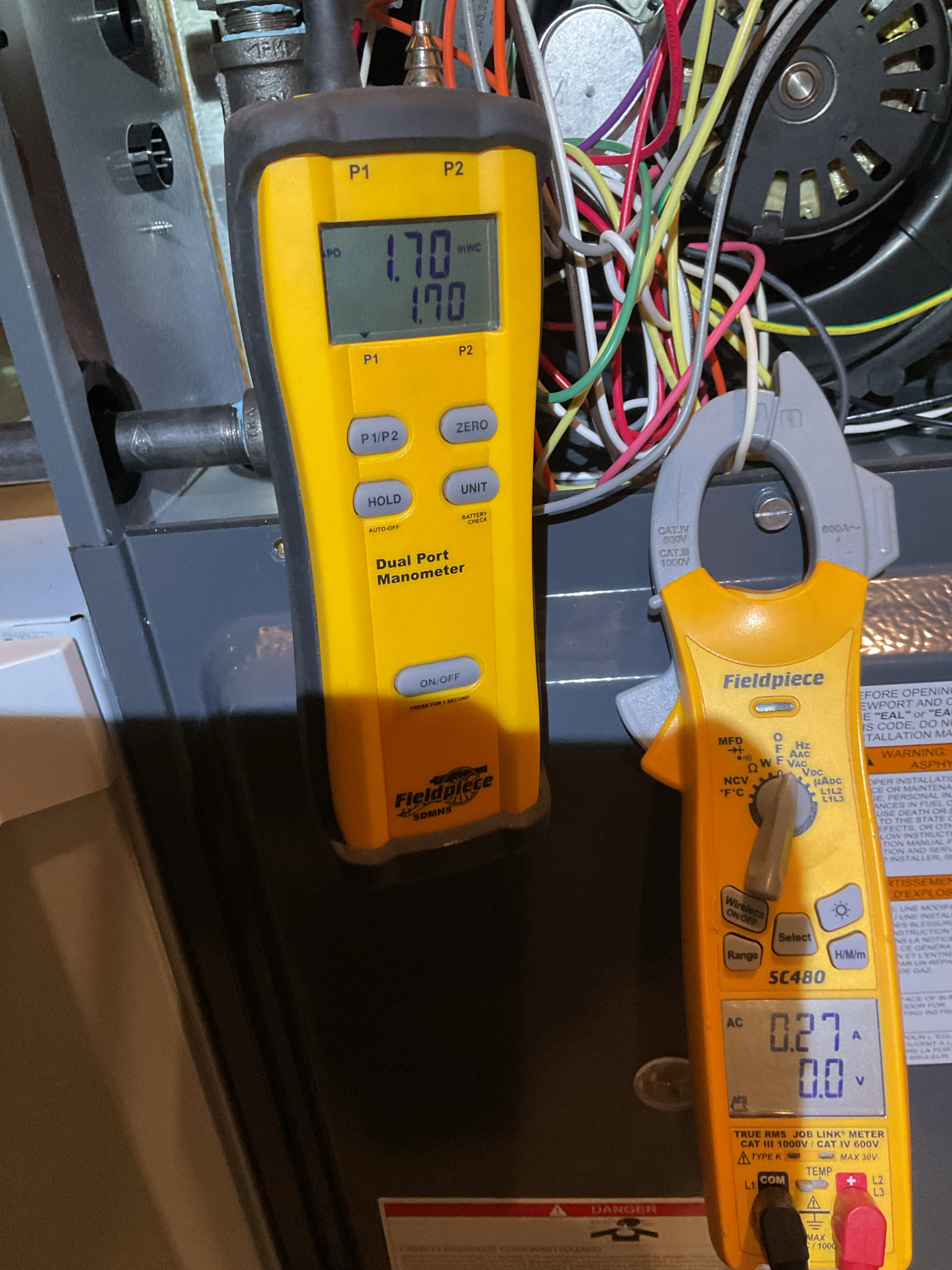 I arrived to the customers home to service their 8 month old Goodman 95% gas furnace system. 
I started with checking the air filter and found ok the filter size is a 413 . Customer is going to purchase air filters . I checked all my electrical connections and voltages. I inspected the heat exchanger and tested the  burners , flame sensor and the igniter. I water tested all tubing and hoses and inspected the collector box . I inspected the exhaust  pipe for restrictions and bellies. I inspected the inducer and the blower motor operation. I checked and tested for combustion and took temp rise splits at the return and the supply. Everything is running fine at this time of service. 
