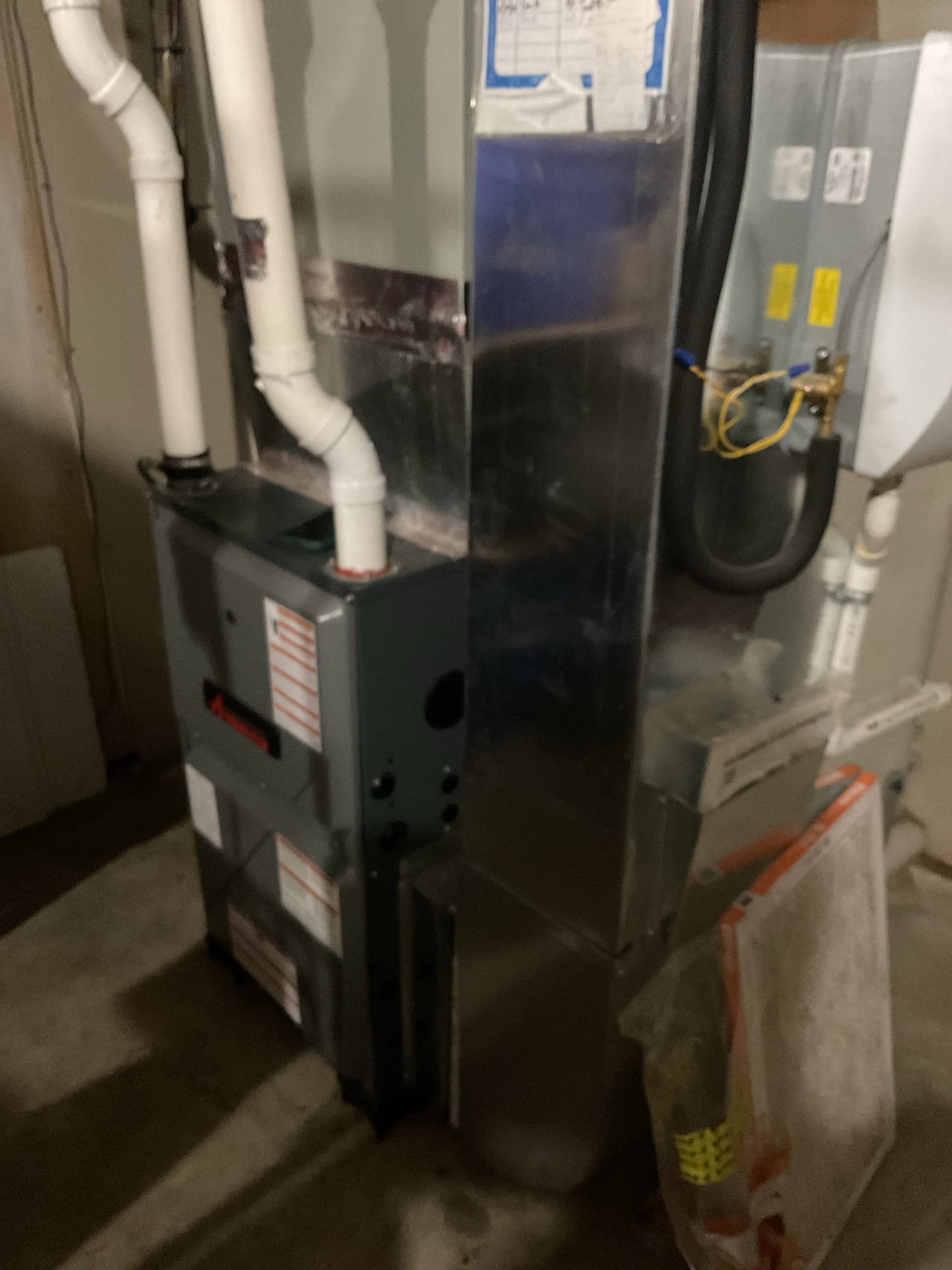 9/9/26 Dan 

I arrived to the customers home to service their 4 yr old 95% amana  gas furnace system. 
I started with checking the air filter and replaced , the filter size is 16x25x1. I checked all my electrical connections and voltages. I inspected the heat exchanger and tested the  burners , flame sensor and the igniter. I water tested all tubing and hoses and inspected the collector box . I inspected the exhaust and fresh air pipe for restrictions and bellies. I inspected the inducer and the blower motor operation. I checked and tested for combustion and took temp rise splits at the return and the supply. Everything is running fine at this time of service. 