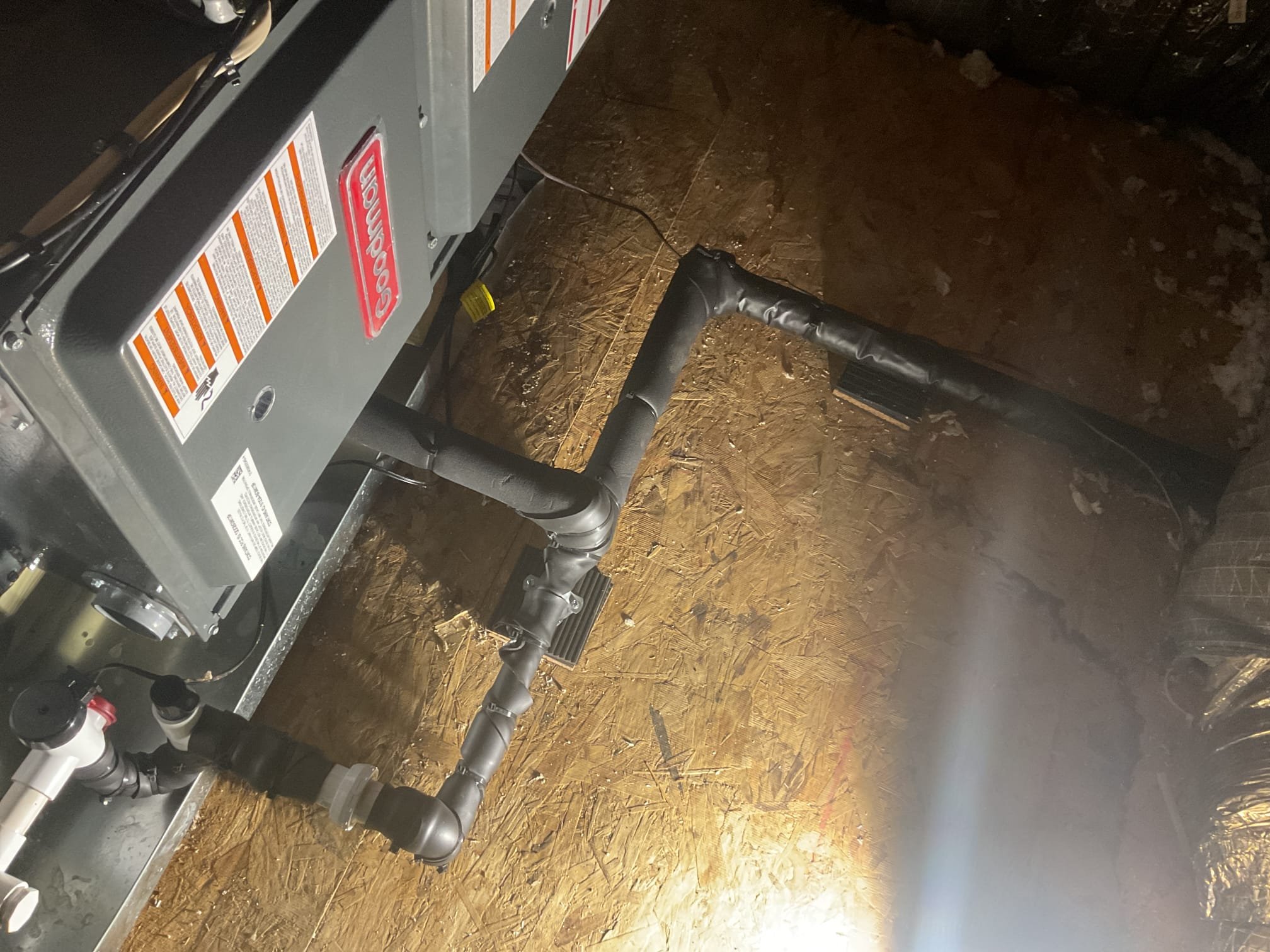 9/10/26. Insulated all condensation piping around furnace. Secured insulation with zip ties. Homeowner mentioned that the systems have been working great. System is working properly at time of service. 
