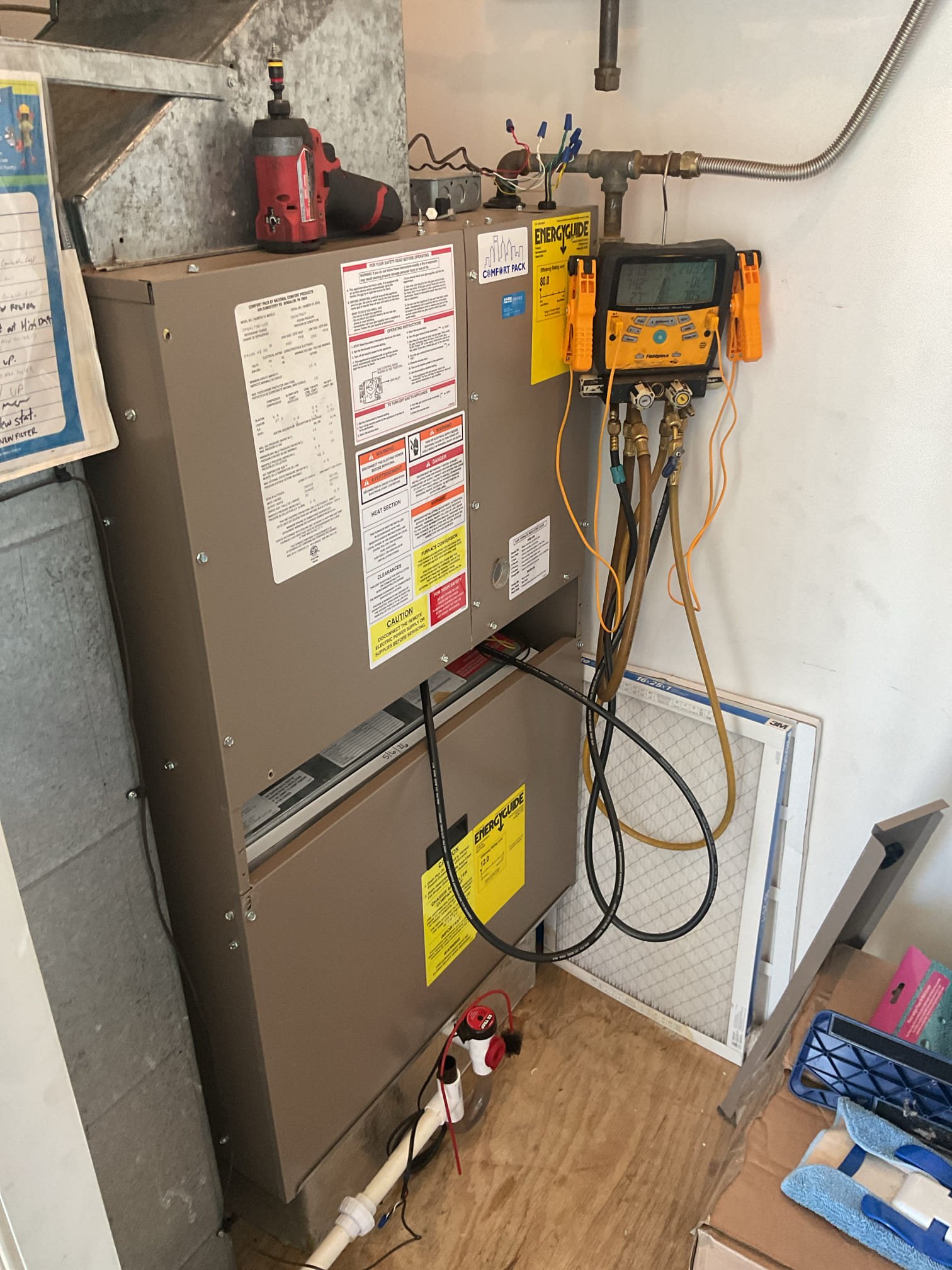 9/11/26. Fully assessed no cooling situation on 2020 ncp package unit. Found system low on charge with everything running it was 204/52. Got office to look up system and the evaporator coil was only a 5 year warranty. Provided estimate to repair and also option to replace package unit system. Got price from our office on replacement and presented that to the customer. Customer decided to go with replacement.collected down payment check # 3210.