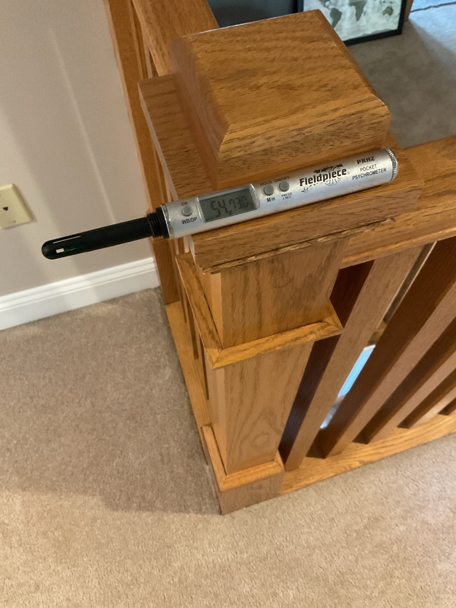I arrived to the customers home to talk with her about their high humidity levels. I started in the basement and worked  my way up to the second floor. I had 55% in the basement. I have 52% on the first floor and 56% on the second floor. She says on hotter days they can get up to 65% humidity in the home . She just had a new dehumidifier installed  a month ago in the basement and tied it into the basement and first floor system of the return. It should be able to handle 7200 square-foot, her home is roughly 8400 square-foot. I had mentioned to her that she may have some major air leakage in the home , The house was built 1997 and she may need another dehumidifier in a different zone of the house. She has a person that she used  for another business for leakage ,  she will contact them to check  for leakage in the home. I collected for $99.00 for diagnostics. 