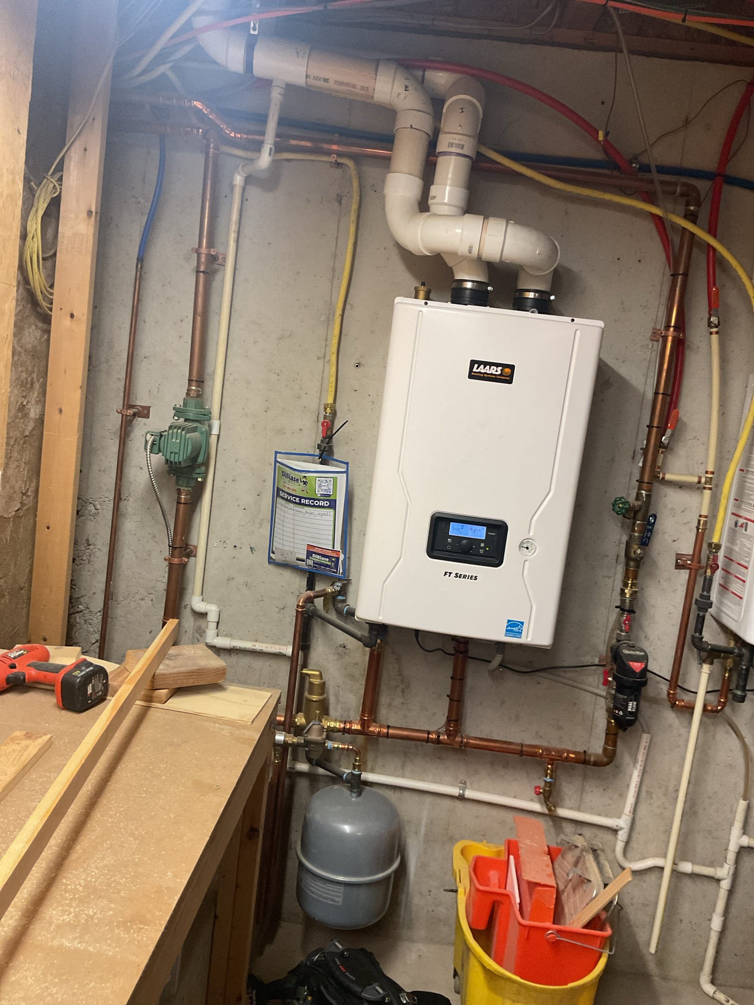 Luis 9-15-26 performed propane gas boiler tuneup, Laars high efficiency boiler from 2024. Check ignition parts, check all sensor and data from panel. Ok check system operation water pressure and temps. Performed combustion test ok test water feeder ok. Clean boiler drain trap and prime. Cycle gas boiler ok. Boiler is working properly. 

During same visit performed heat pump check up on 2.5 ton Lennox heat pump from 2016. Check all electrical connections and components, replace air filter. Test 10 kw back up heat ok. Check airflow went outside and check refrigerant levels and pressures ok. Capacitor and contactor ok. Cycle heat pump ok. Found heat pump running low on refrigerant per manufacturer should be higher number. We have done repairs on heat pump last year I would highly recommend getting an estimate to replace system. I provided estimate to add refrigerant I also provided couple scenarios on refrigerant leak repair. 
• No obligation quote to replace system
• A Comfort Specialist