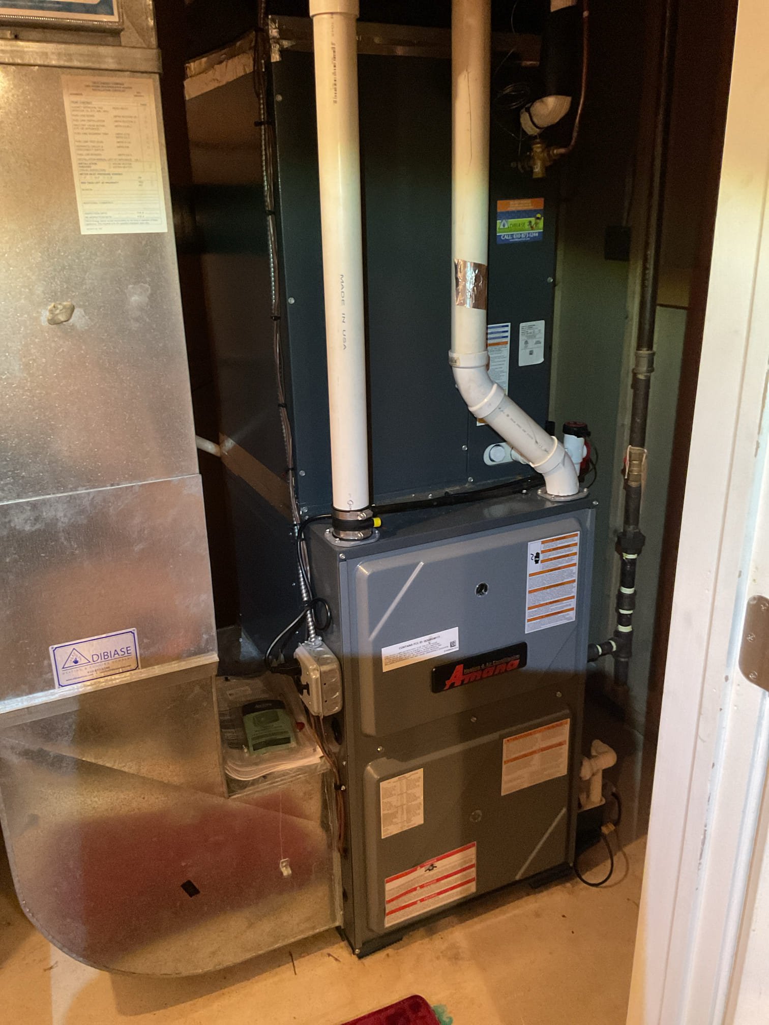 9/17/26 Dan 

I arrived to the customers home to service their 7 yr old 95% amana  gas furnace system. 
I started with checking the air filter and replaced , the filter size is 16x25x1. I checked all my electrical connections and voltages. I inspected the heat exchanger and tested the  burners , flame sensor and the igniter. I water tested all tubing and hoses and inspected the collector box . I inspected the exhaust and fresh air pipe for restrictions and bellies. I inspected the inducer and the blower motor operation. I checked and tested for combustion and took temp rise splits at the return and the supply. Everything is running fine at this time of service. 